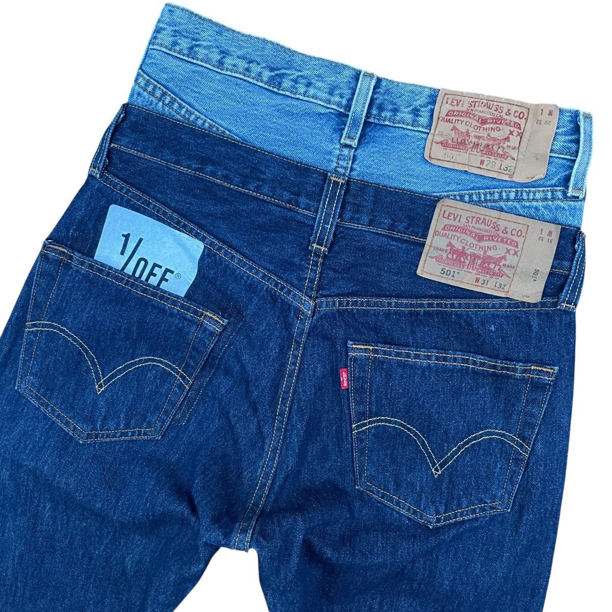 Levi's RARE 1/OFF Paris(re)made Reworked Levi's Double Jeans Size US 28 / EU 44 - 6 Thumbnail