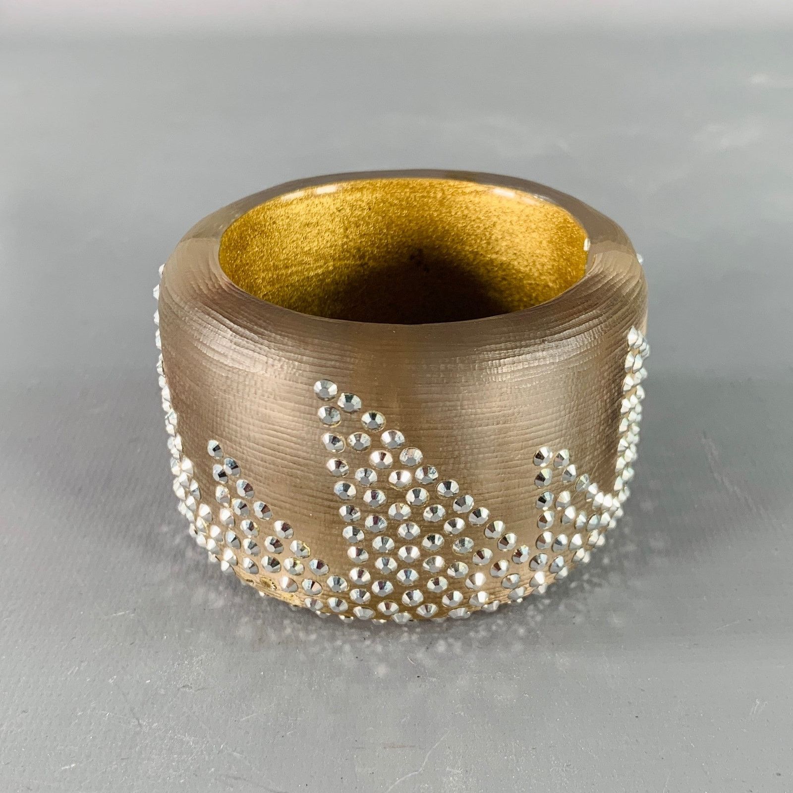 Alexis Bittar ALEXIS BITTAR Grey Silver Rhinestones Lucite Cuff Bracelet Size ONE SIZE - 1 Thumbnail