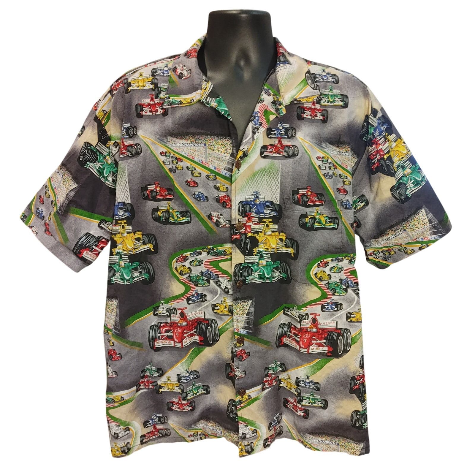 Other Max Boxxer Men's XXL Gray Race-Car Theme Hawaiian Shirt Size US XXL / EU 58 / 5 - 1 Thumbnail