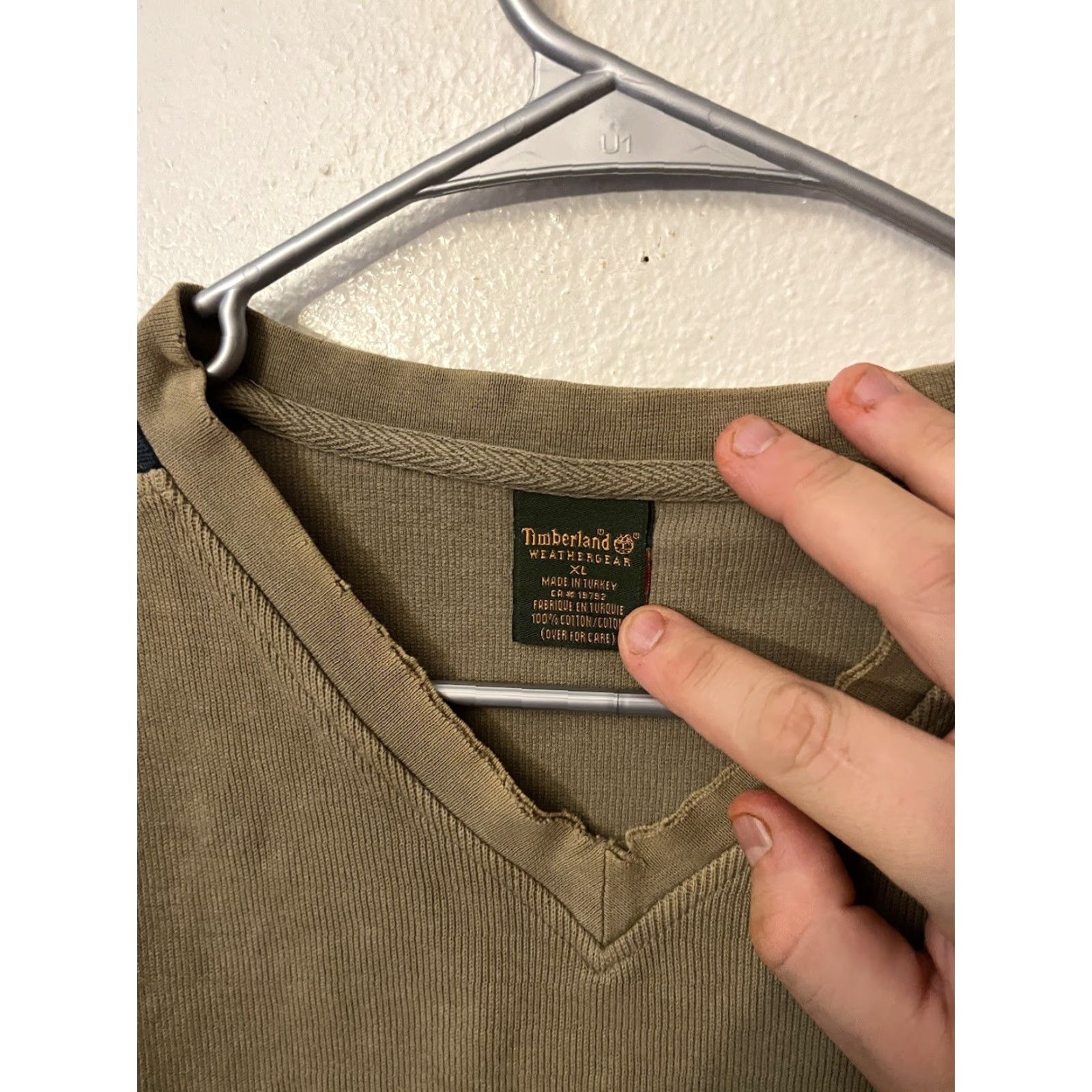 Timberland VINTAGE Timberland Weathergear Mens XL Brown V-Neck Sweater Pullover Distressed Size US XL / EU 56 / 4 - 2 Thumbnail