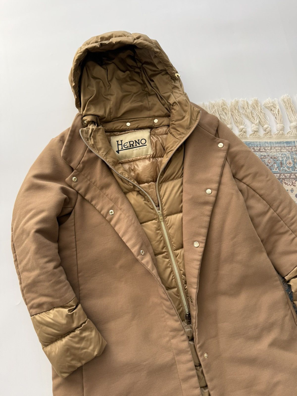 Herno Herno Brown Tan Detachable Collar Puffer Coat Jacket Wool Size M / US 6-8 / IT 42-44 - 3 Thumbnail