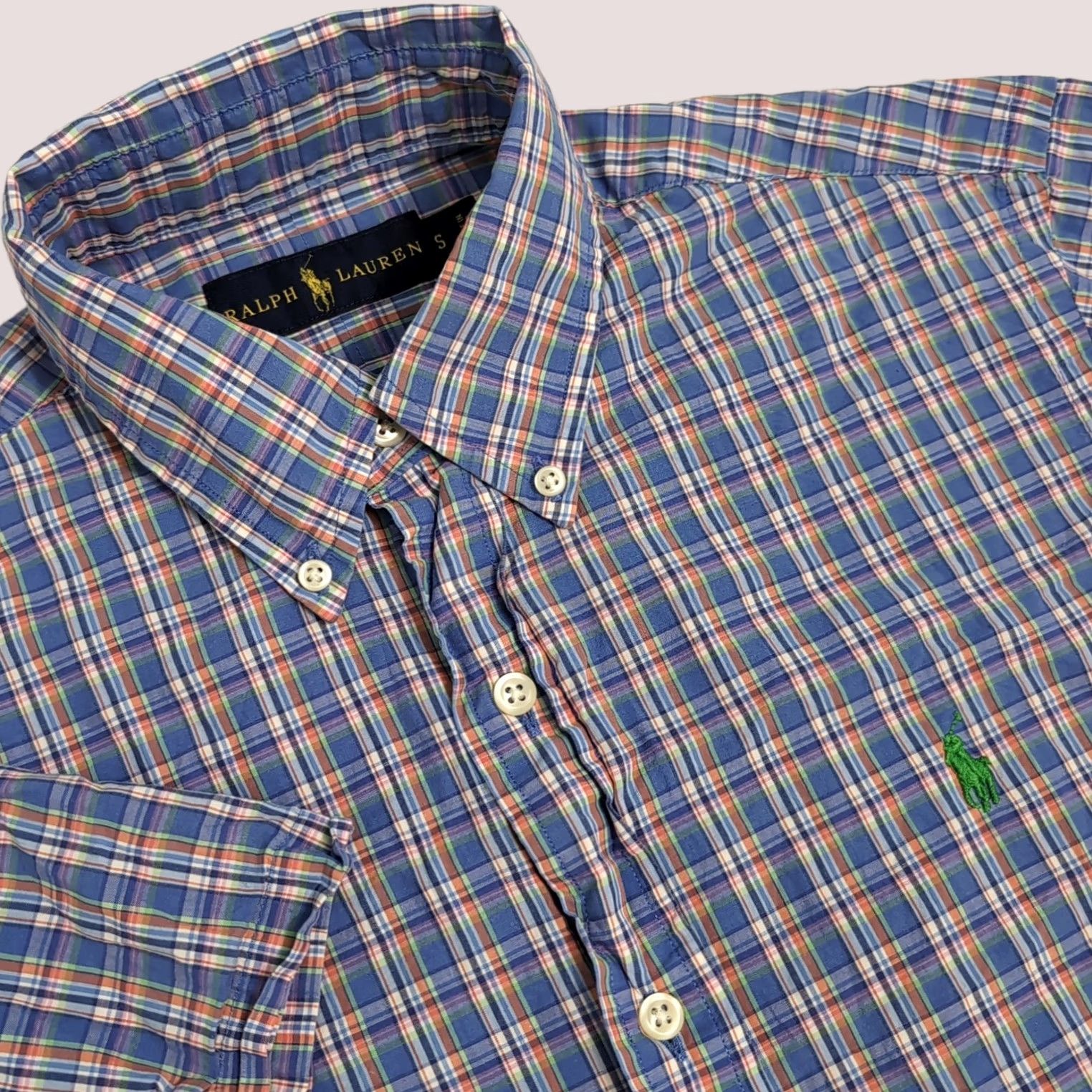 Ralph Lauren Shirt Mens Sm Multicolor Plaid Short Sleeve Button Down in Blue, Men's
