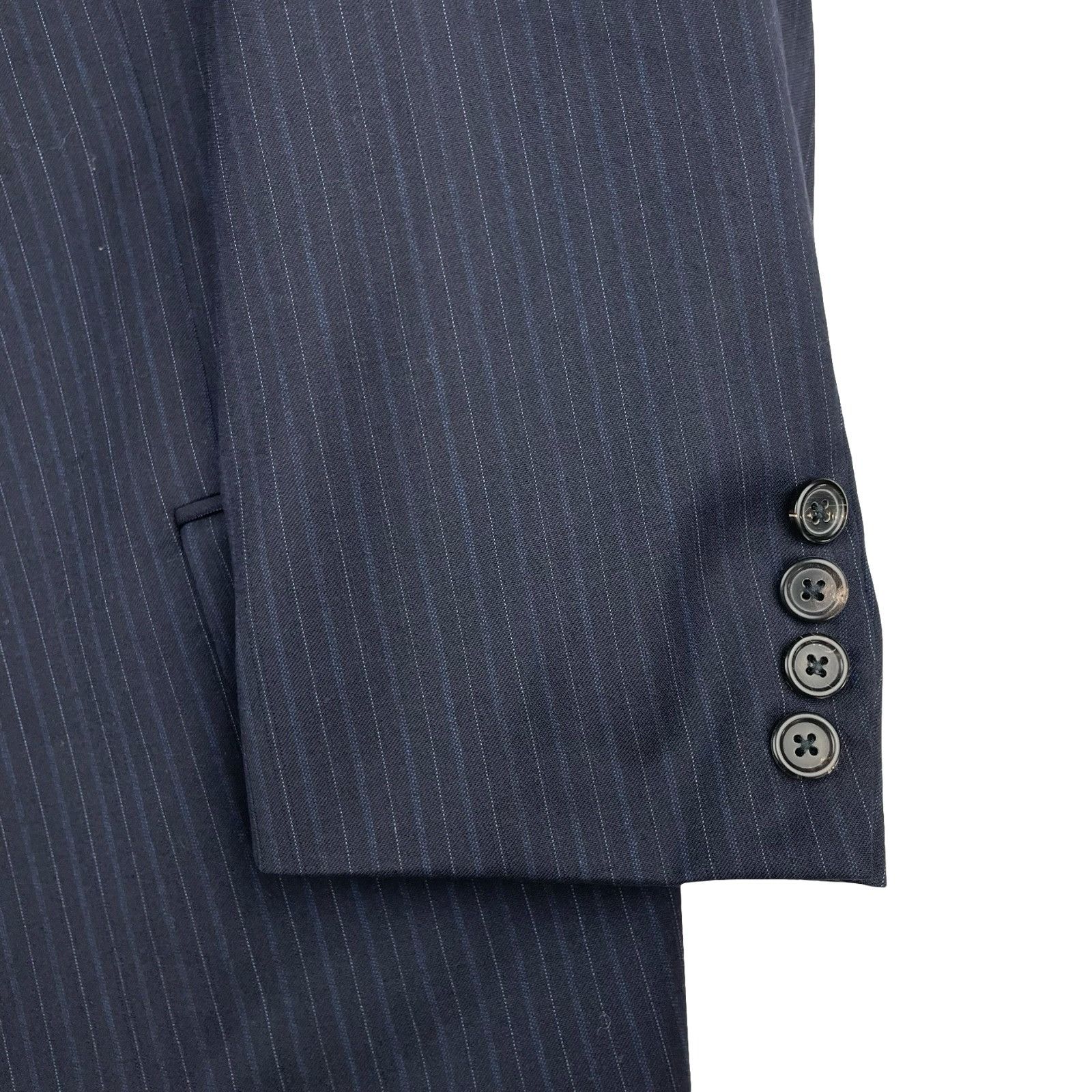 Hickey Freeman Hickey Freeman Men’s 100% Wool 2-Button Suit Navy Stripe • 4 Size 42L - 4 Thumbnail