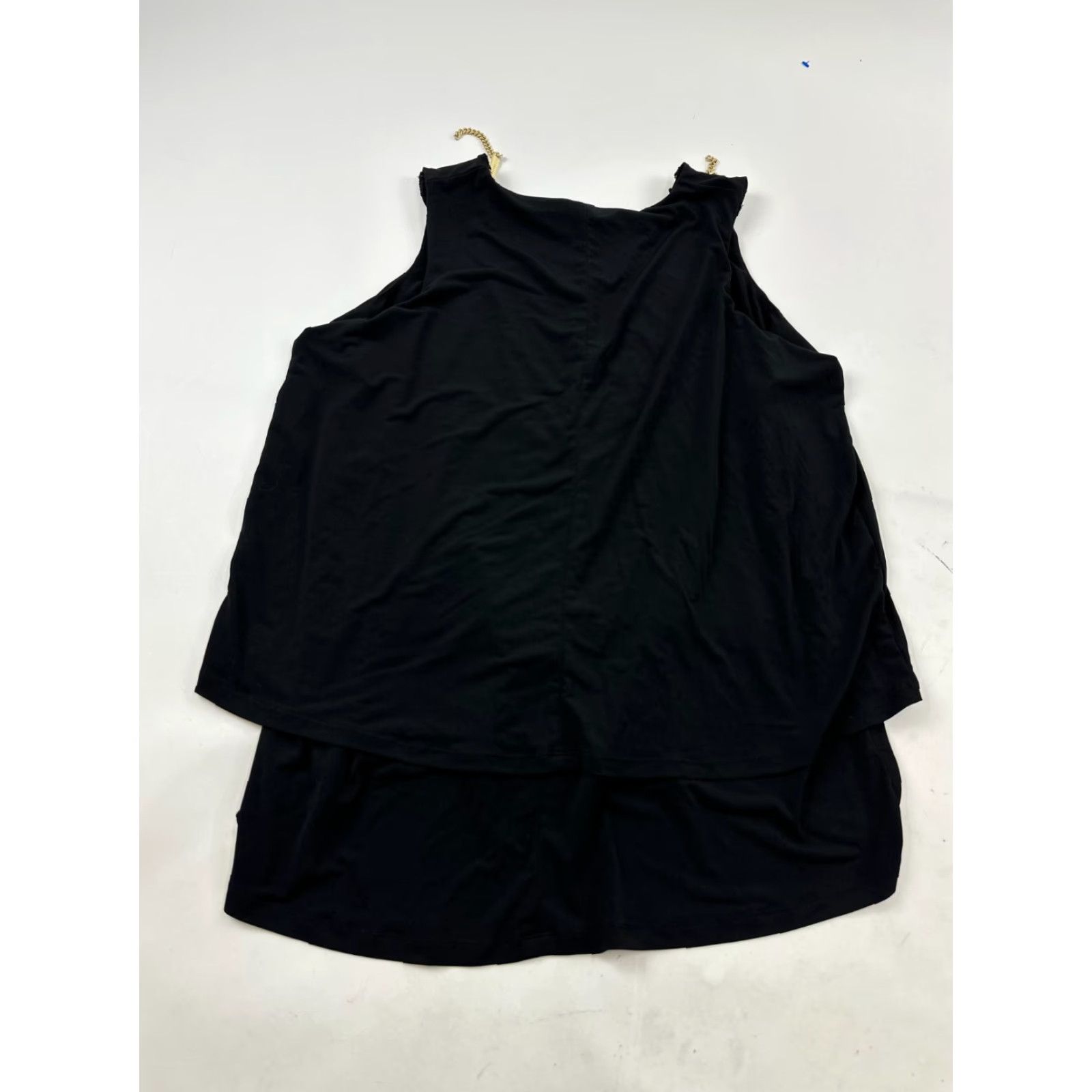Michael Kors Michael Kors Top Womens 1X Black Sleeveless Tank Tunic Zip Round Neck Chiffon Layered Double Shoulder Polyester Machine Washable Casual 90s? Size XL / US 12-14 / IT 48-50 - 2 Thumbnail