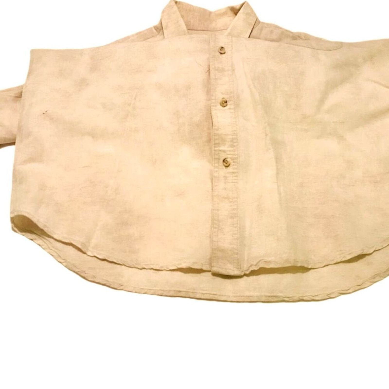 Trader Bay Vintage Trader Bay Men`s Shirt Beige Linen Cotton Short L Size US L / EU 52-54 / 3 - 4 Thumbnail