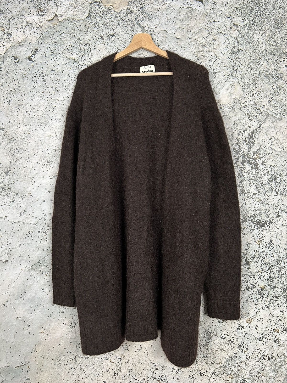 image of Acne Studios Knit Raya Short Paw14 Brown Sweater Cardigan, Men's (Size Small)