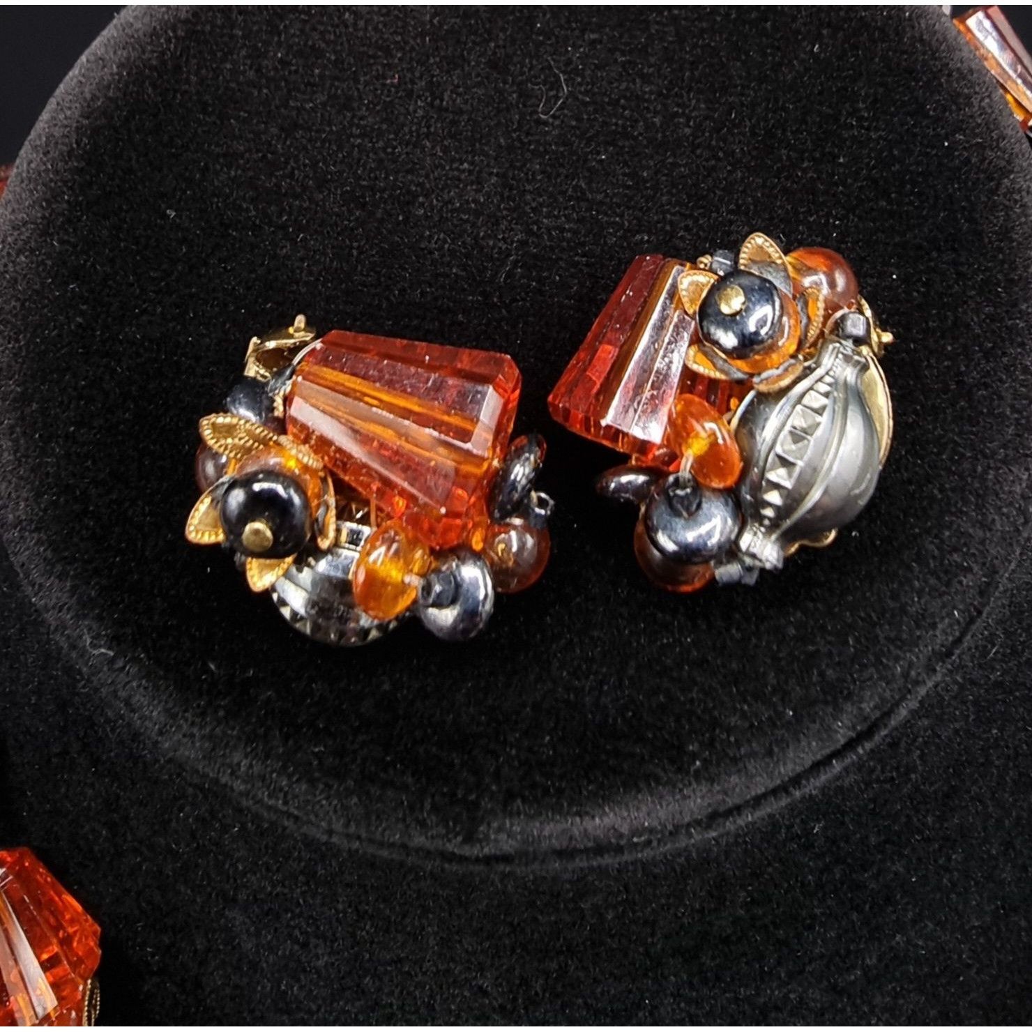 Vintage Vintage West Germany Signed Amber Glass & Gold-Tone Bead Nec Size ONE SIZE - 4 Thumbnail