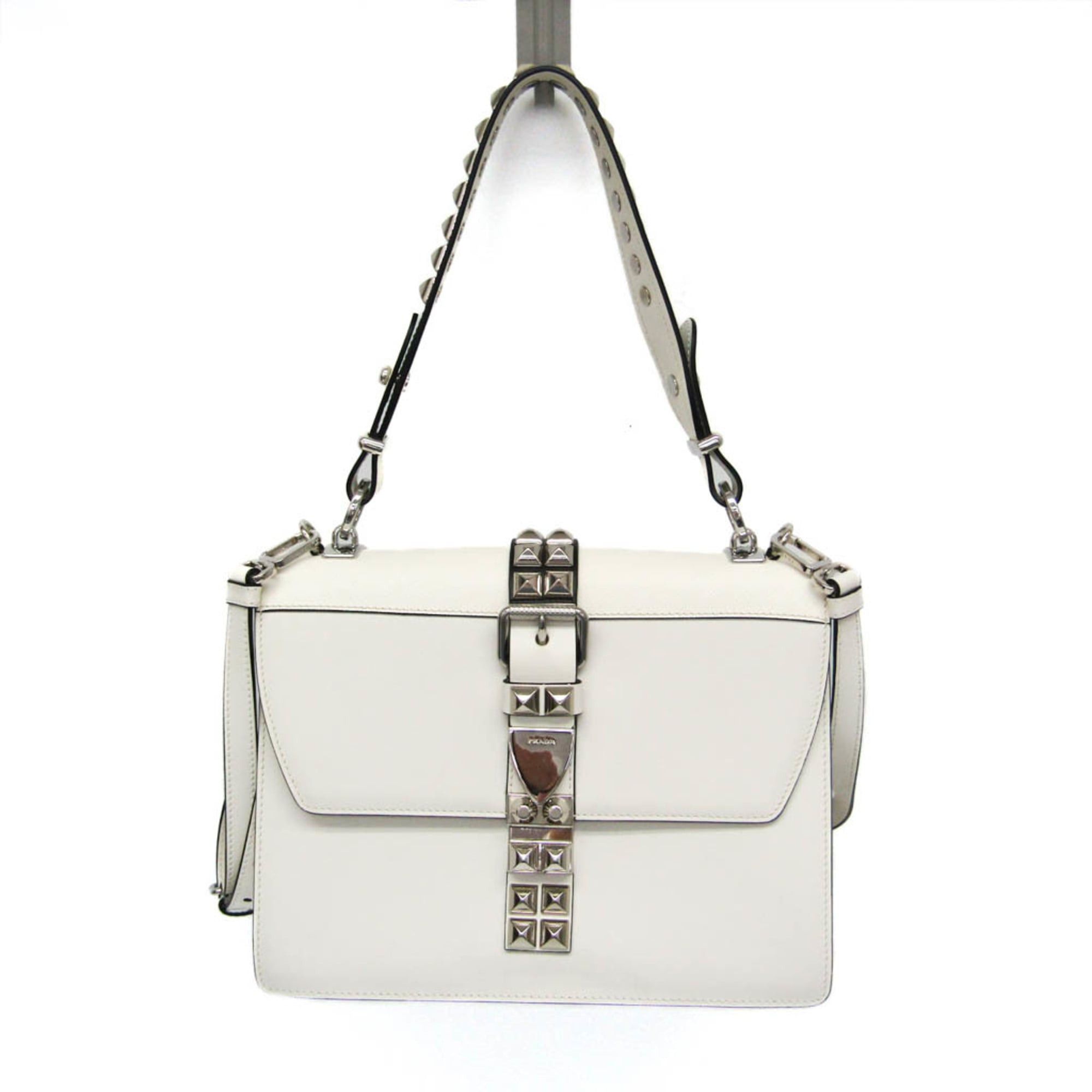Prada Prada Electra Studs 1BD120 Women's Leather Handbag,Shoulder Bag White Size ONE SIZE - 1 Thumbnail
