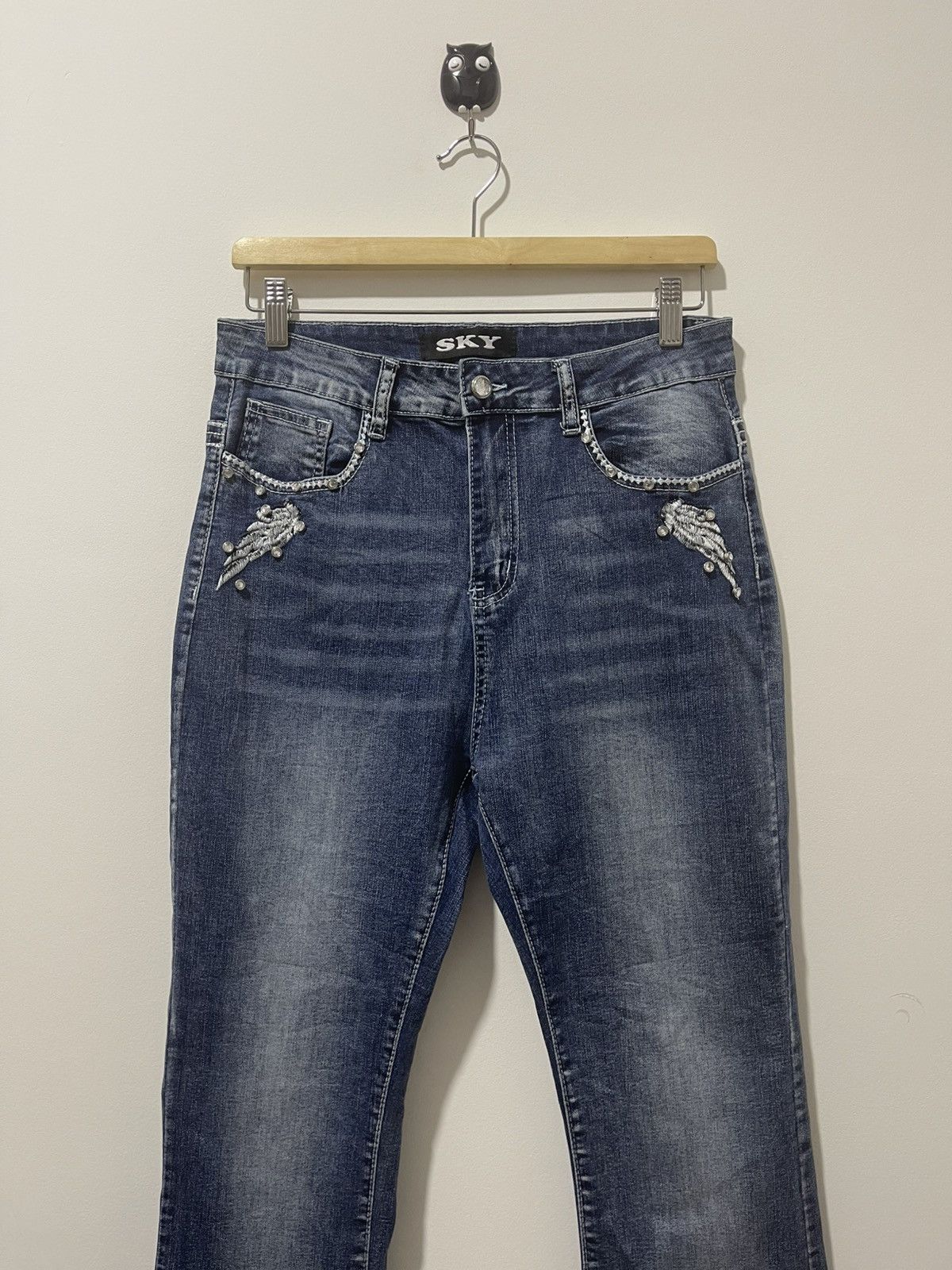 Hysteric Glamour Rare Vintage SKY Skull Wings Embroidered Flare Denim Size US 30 / EU 46 - 11 Thumbnail