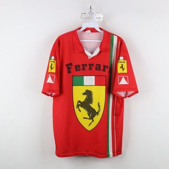 Ferrari × Vintage Vintage 90s Ferrari Racing All Over Print Collared Polo Size US L / EU 52-54 / 3 - 1 Thumbnail