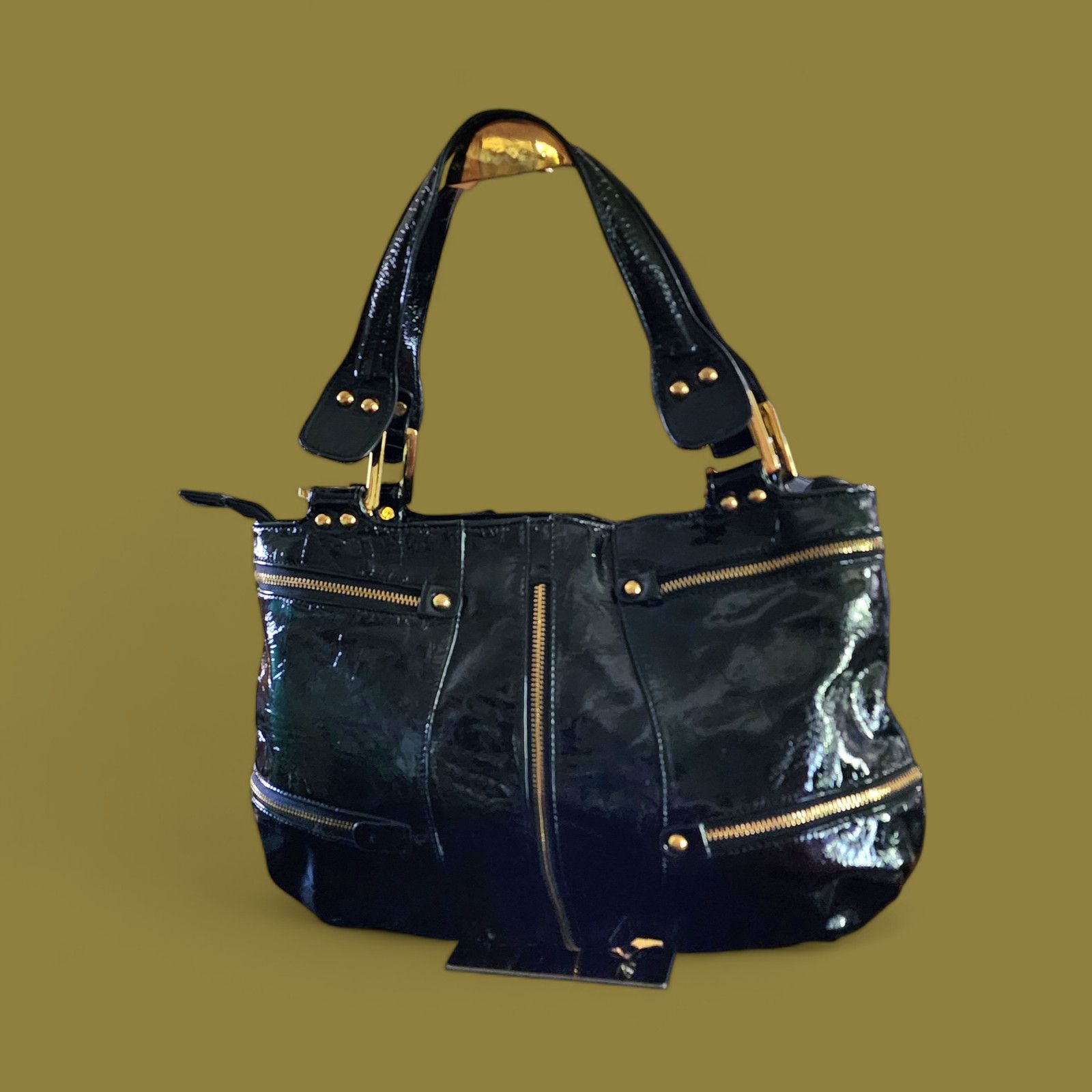 Other Big Buddha black patent leather shoulder bag studded zippers Size ONE SIZE - 2 Thumbnail