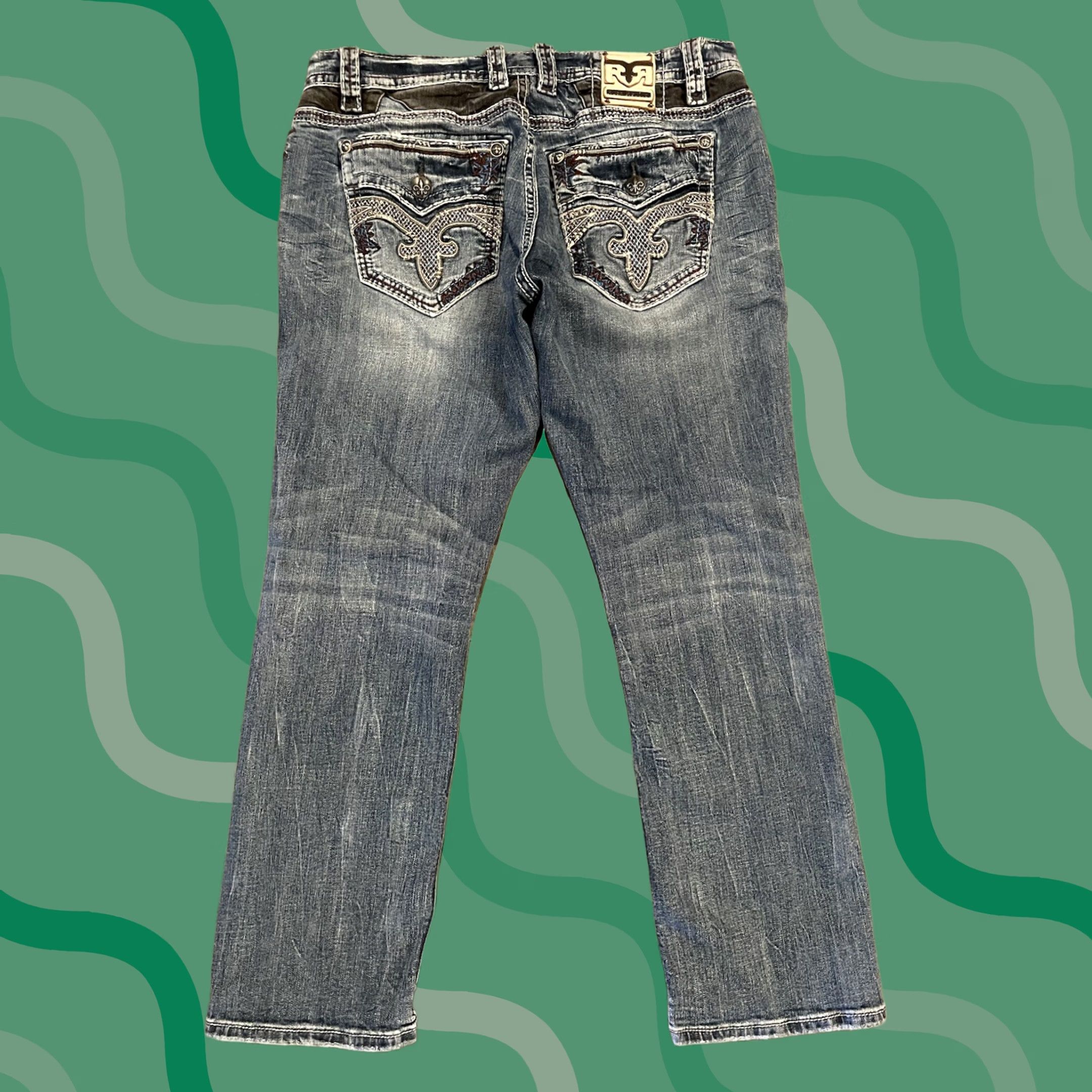 Vintage Rock Revival Mens Jeans 38 Fit - Blue Denim Size US 38 / EU 54 - 1 Thumbnail