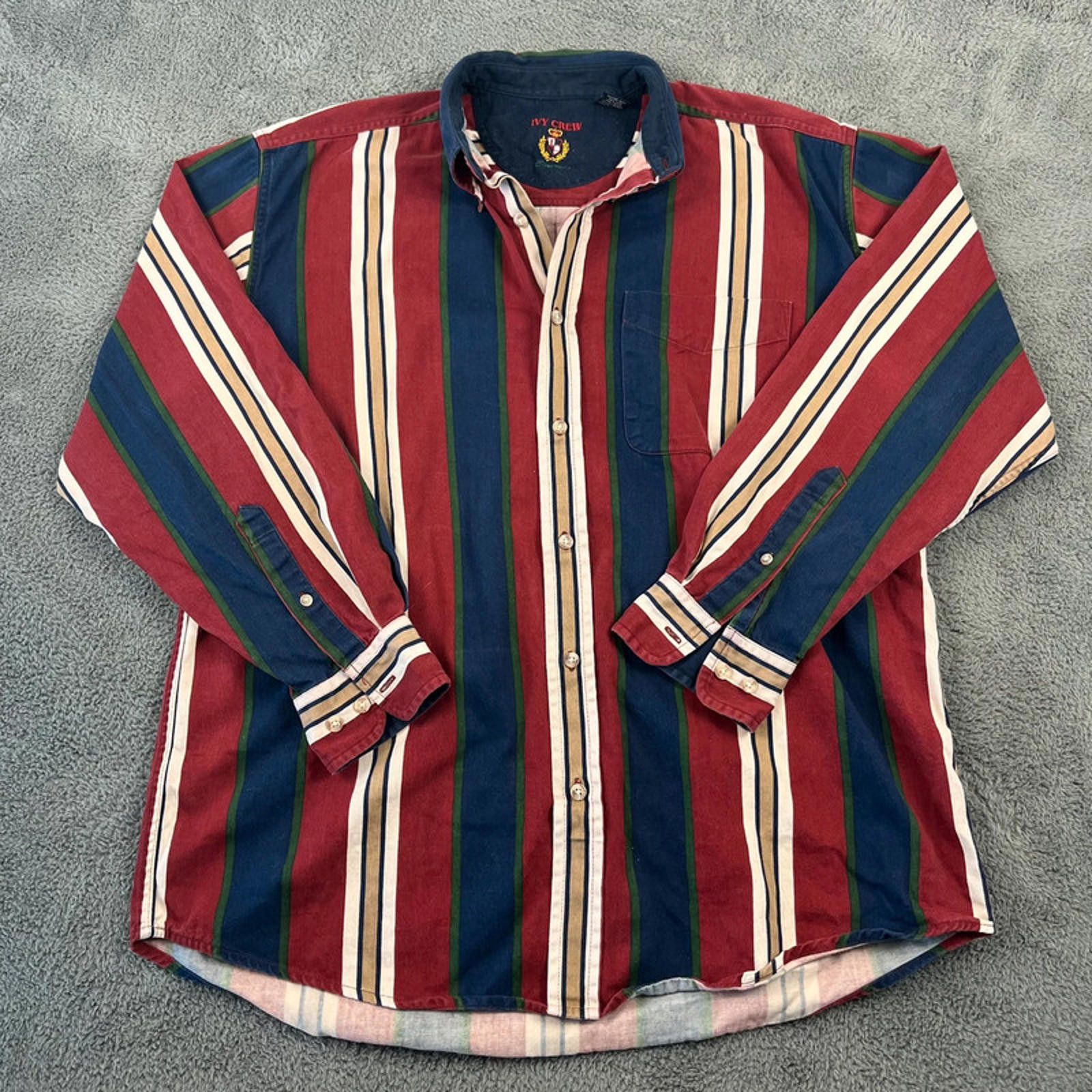 Tommy Hilfiger Vintage Tommy Hilfiger Ivy Crew Shirt L Red Blue Green White Size US L / EU 52-54 / 3 - 1 Thumbnail