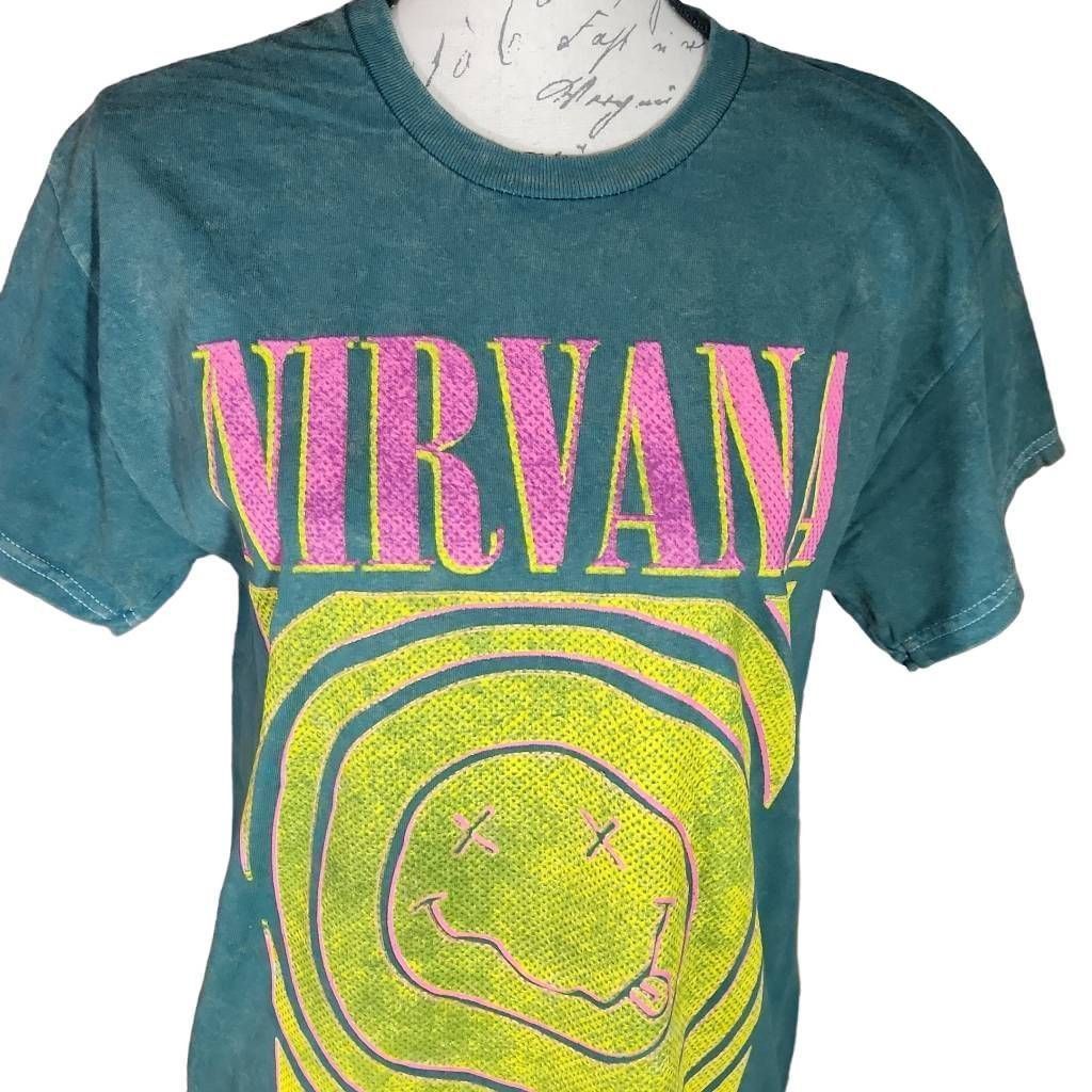 Nirvana Nirvana Unisex Size Large Green Yellow Pink Smiley Face Shor Size L / US 10 / IT 46 - 2 Thumbnail