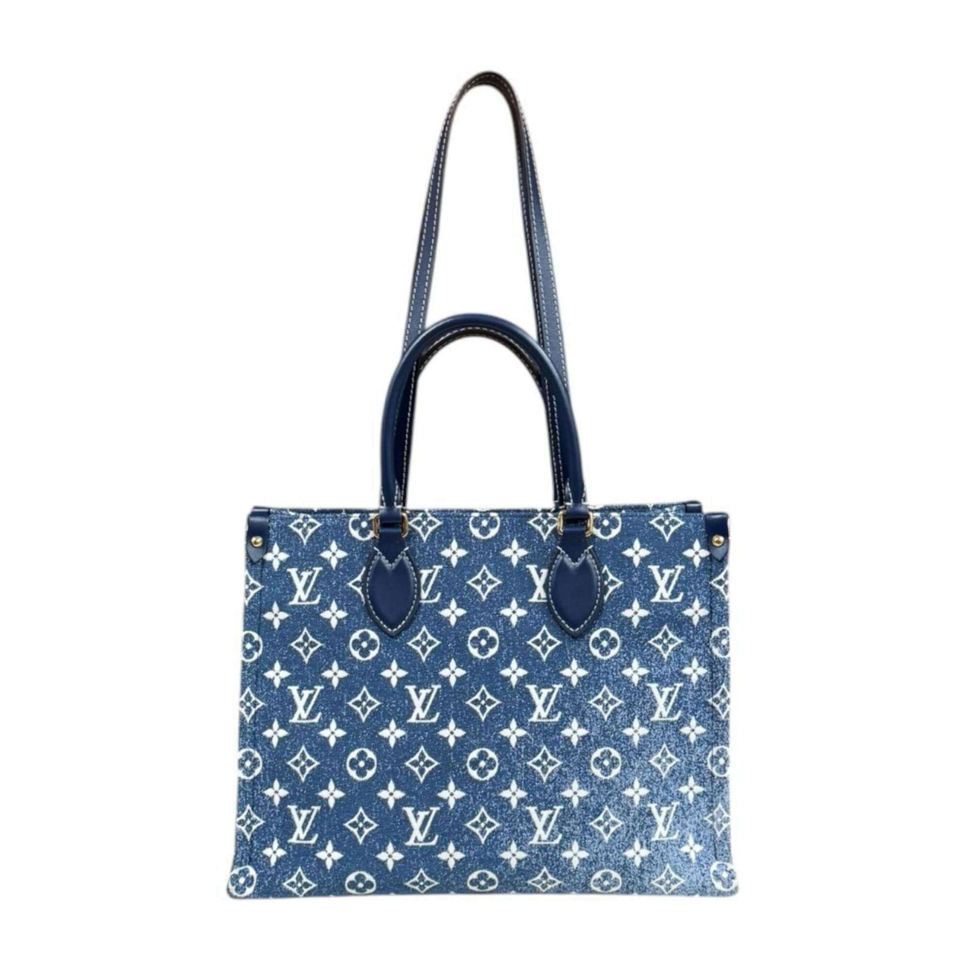 Louis Vuitton Louis Vuitton OnTheGo MM Monogram Jacquard Denim Shoulder Bag, M59608, Blue, Women's, 2-way Size ONE SIZE - 1 Thumbnail