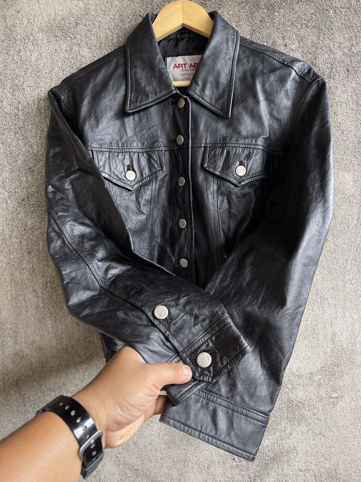 Japanese Brand Rare🔥Vintage ART ABLE Trucker Leather Jacket Size US S / EU 44-46 / 1 - 8 Thumbnail