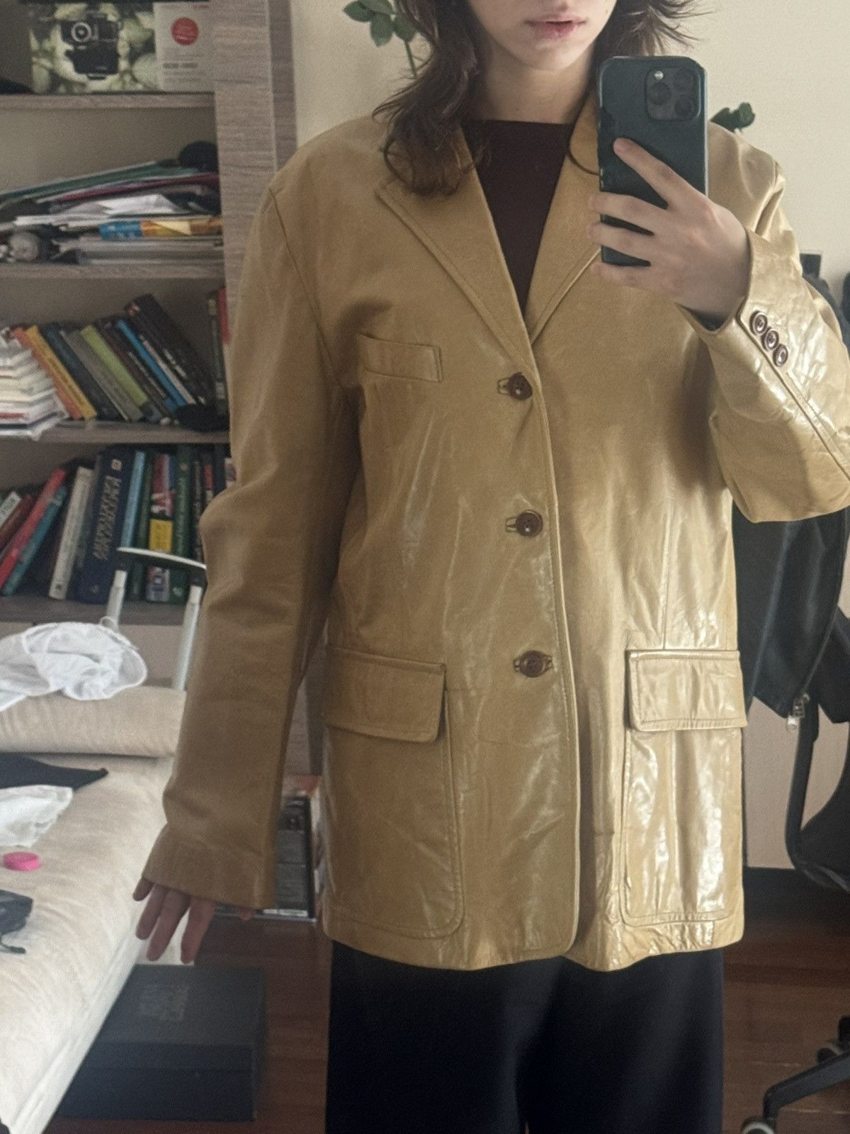Vintage Matrix gold beige leather coat Size US L / EU 52-54 / 3 - 6 Thumbnail