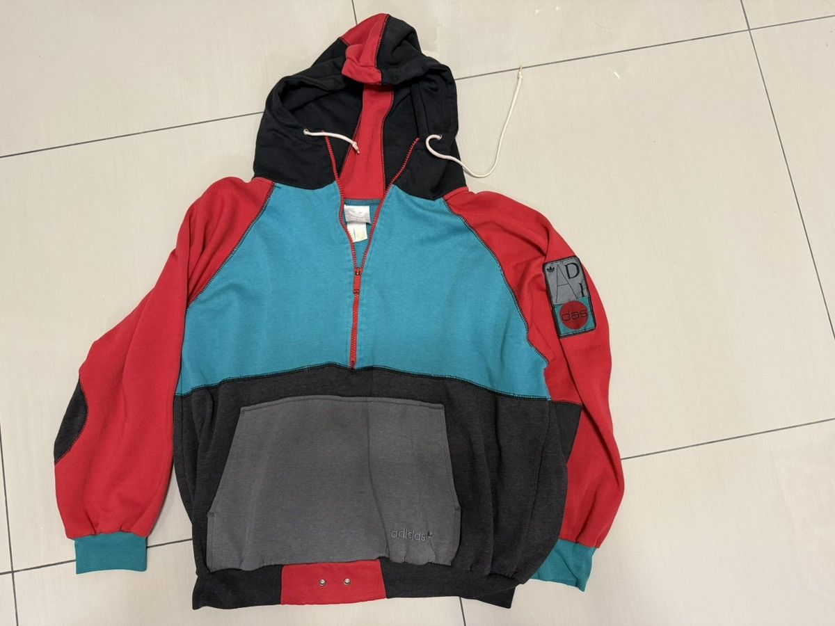 Adidas 80s Vintage Adidas Colourblock hoodie Size US M / EU 48-50 / 2 - 1 Thumbnail