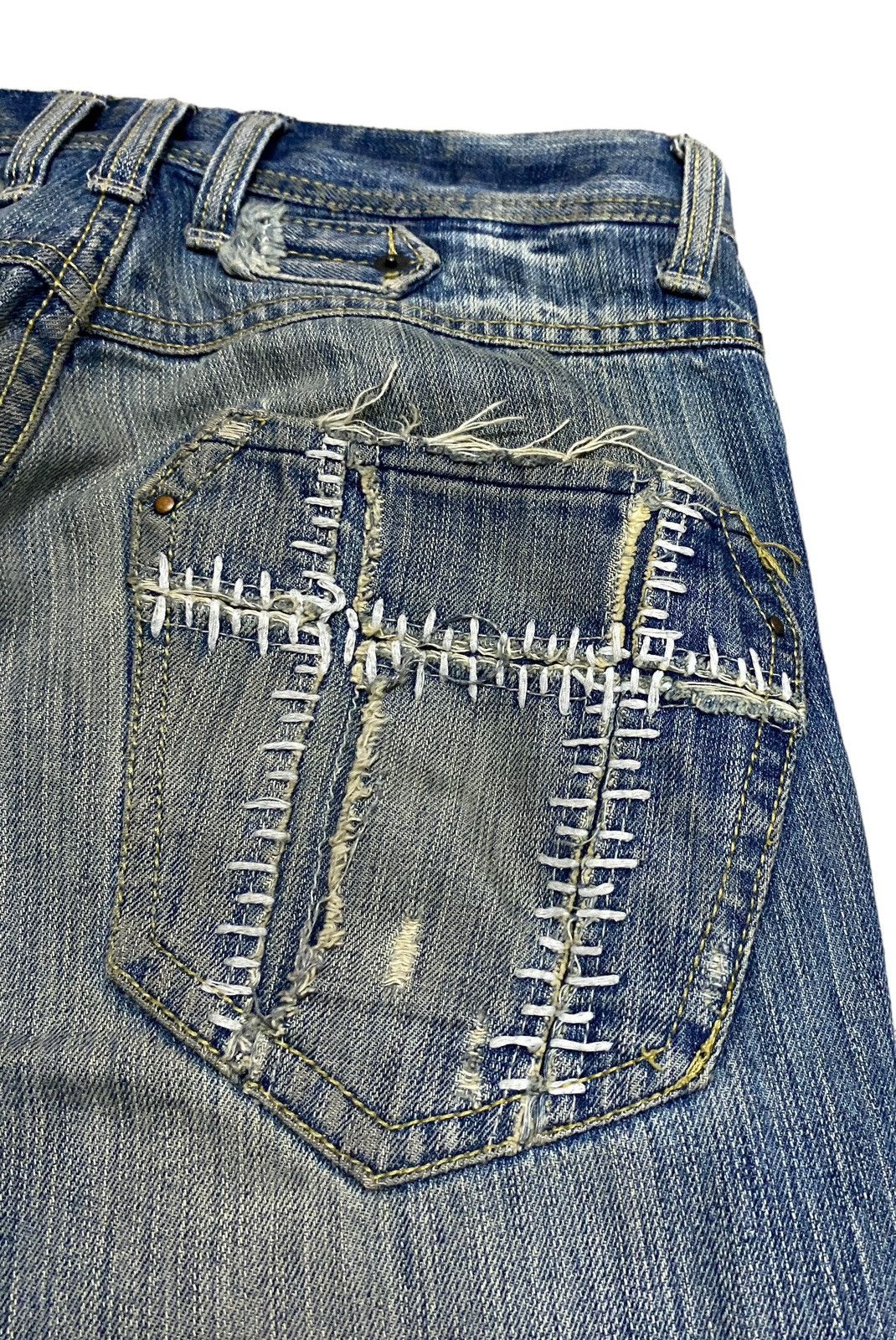 If Six Was Nine Rare Design Vintage Three Stones Throw Patchwork Jeans 2000s Size US 32 / EU 48 - 8 Thumbnail