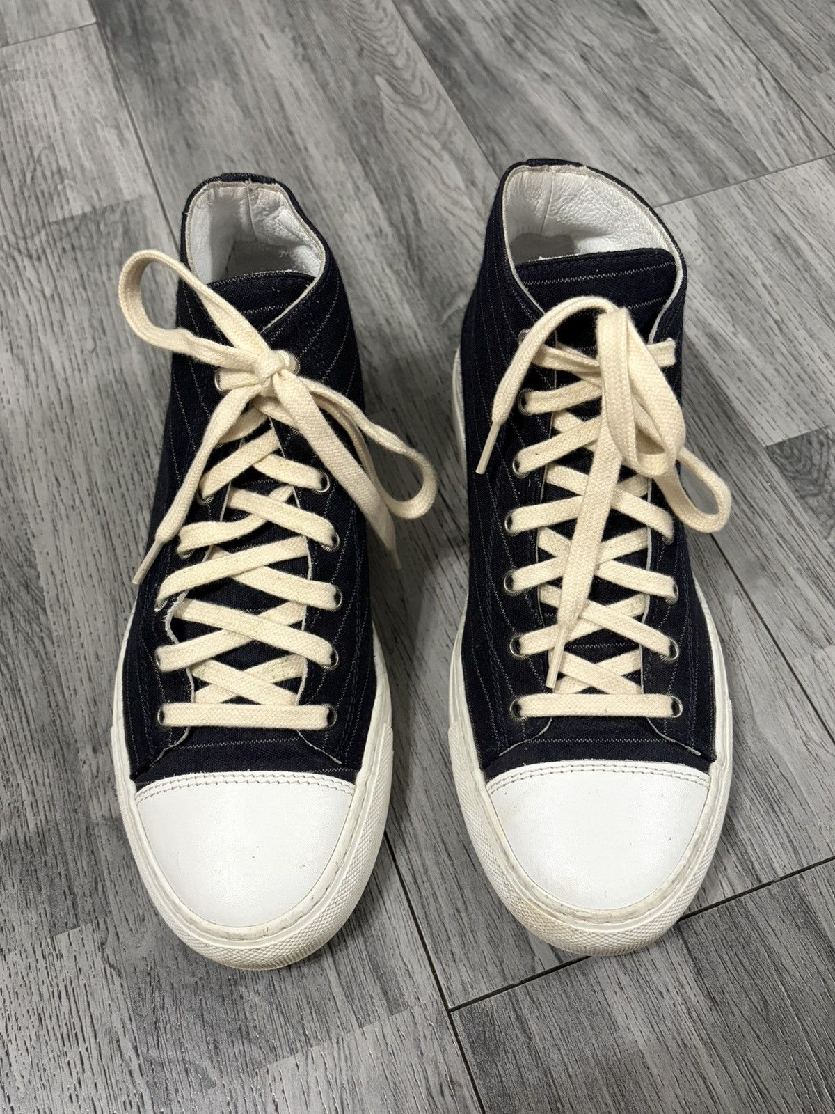 SOFIE D'HOORE Sofie D'Hoore Black High-Top Sneakers with Cream Laces Size US 10 / IT 40 - 6 Thumbnail