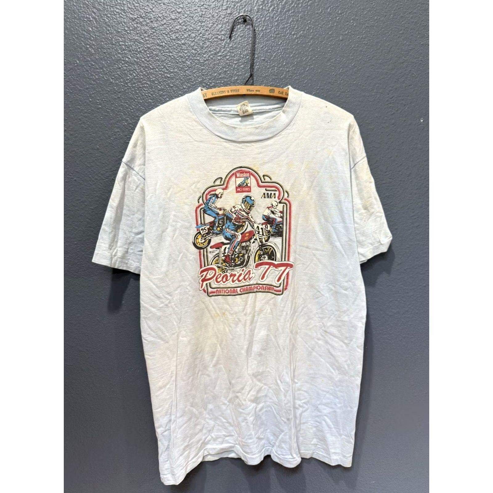 Hanes VINTAGE Peoria National Championship AMA Racing Blue Tee XL Mens Men’s Shirt 80s Size US XL / EU 56 / 4 - 3 Thumbnail