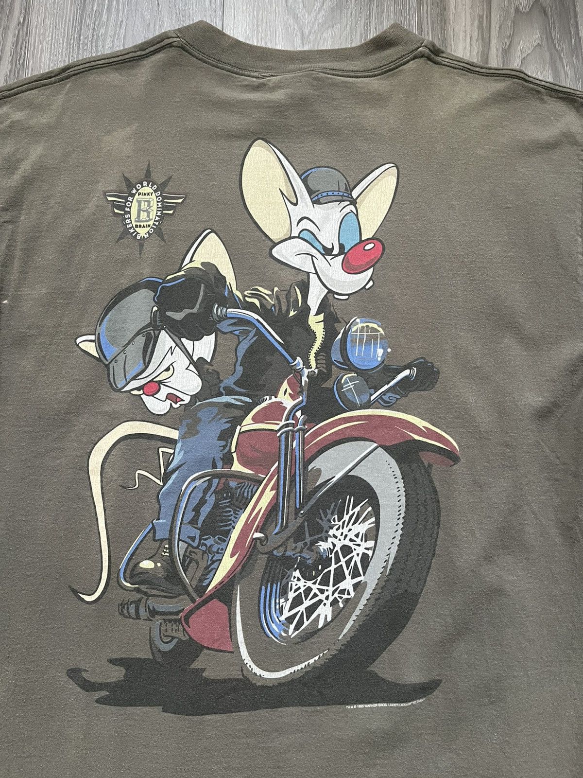 Vintage 1995 Pinky & The Brain Motorcycle T-Shirt Size US XL / EU 56 / 4 - 1 Thumbnail
