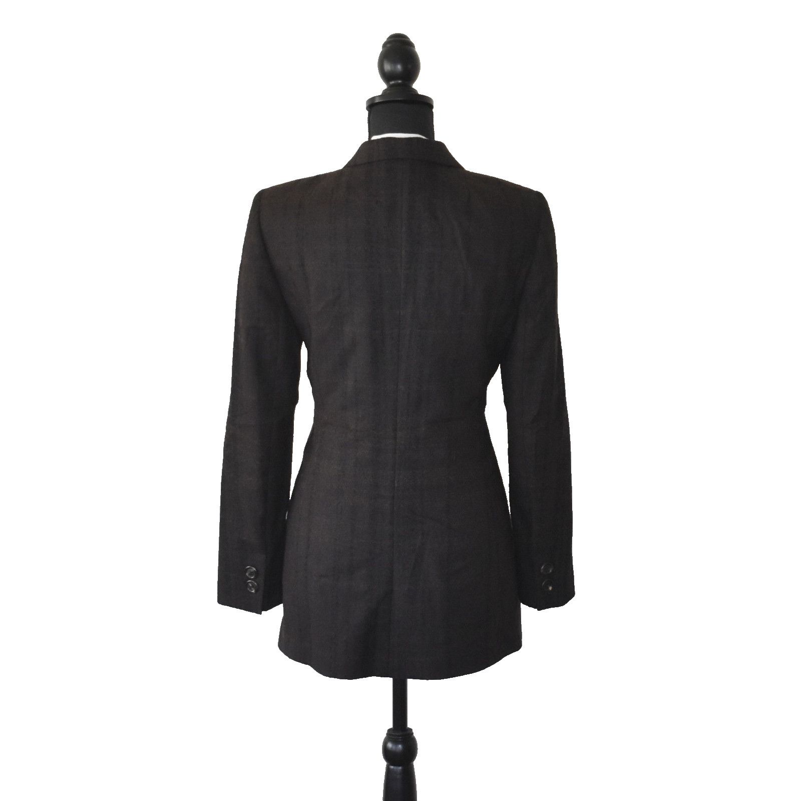 Akris AKRIS Brown Wool Check Pattern Four Button Jacket Size US 6 Size M / US 6-8 / IT 42-44 - 3 Thumbnail