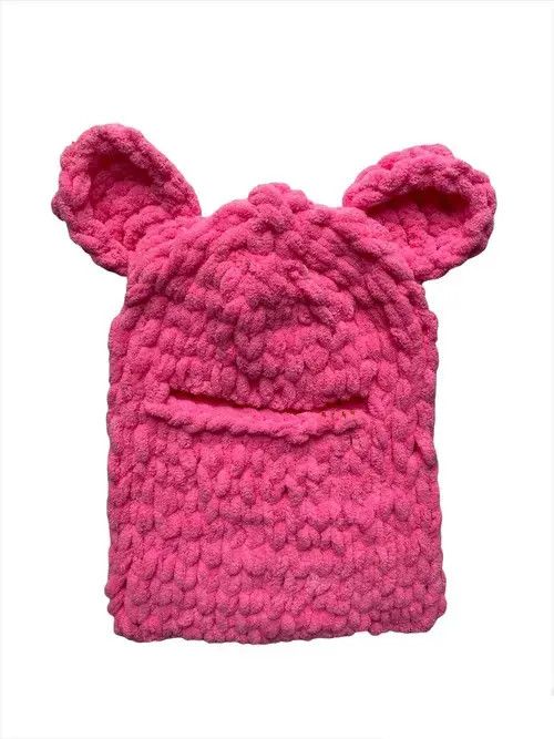 Other Handmade Knitted Balaclava Ski Mask Bunny Teddy Bear Style Size ONE SIZE - 2 Thumbnail