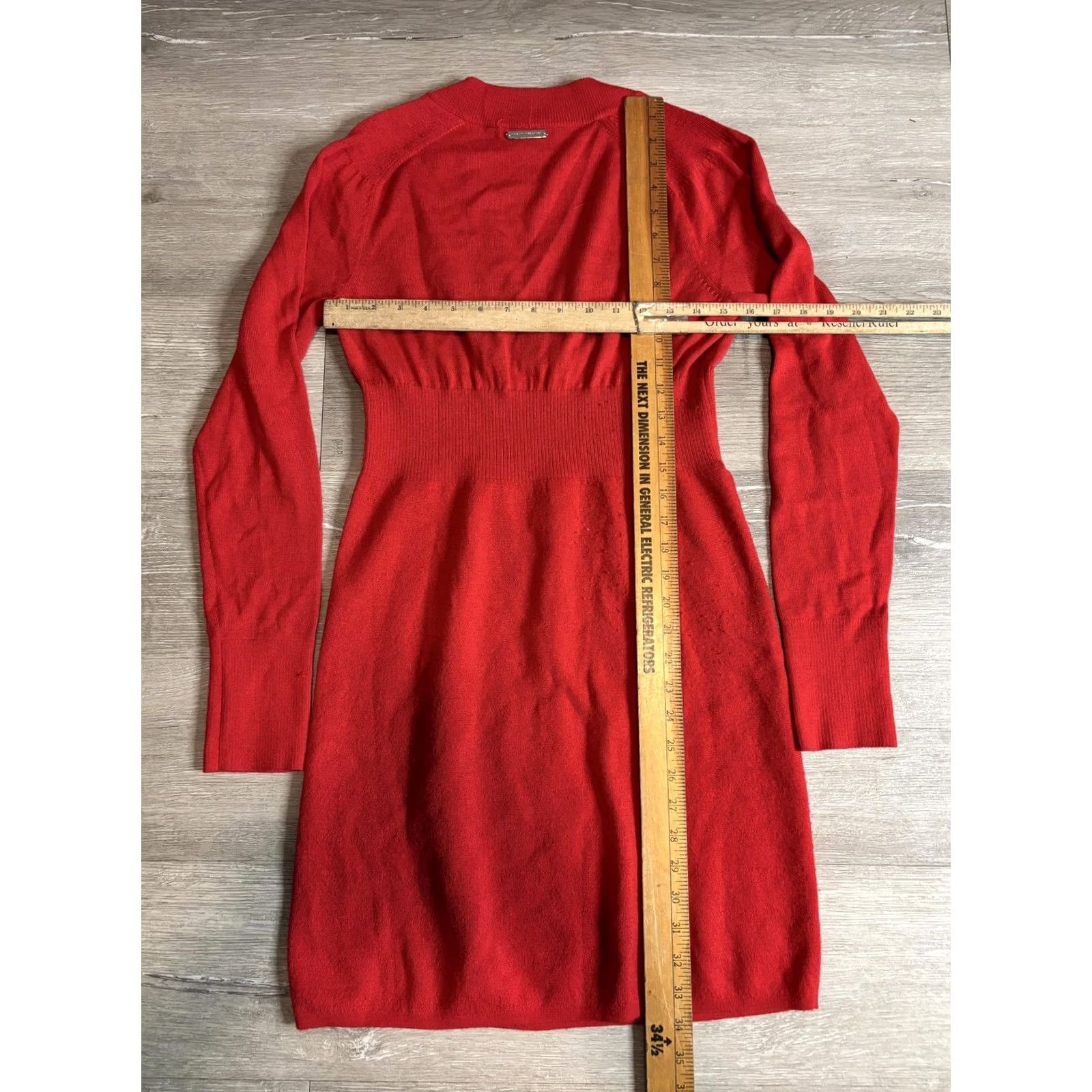Armani Exchange Armani Exchange Sweater Dress Womens L Red Merino Wool V-Neck Long Sleeve Knit Short Dress Adult Womens Size L / US 10 / IT 46 - 6 Thumbnail