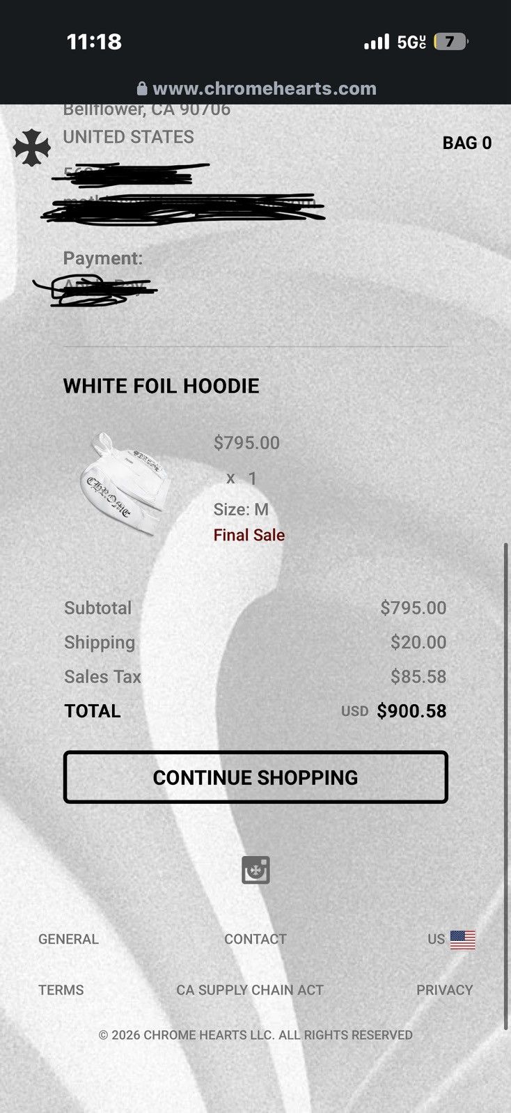Chrome Hearts Chrome hearts WHITE FOLI HOODIE Size US M / EU 48-50 / 2 - 3 Thumbnail