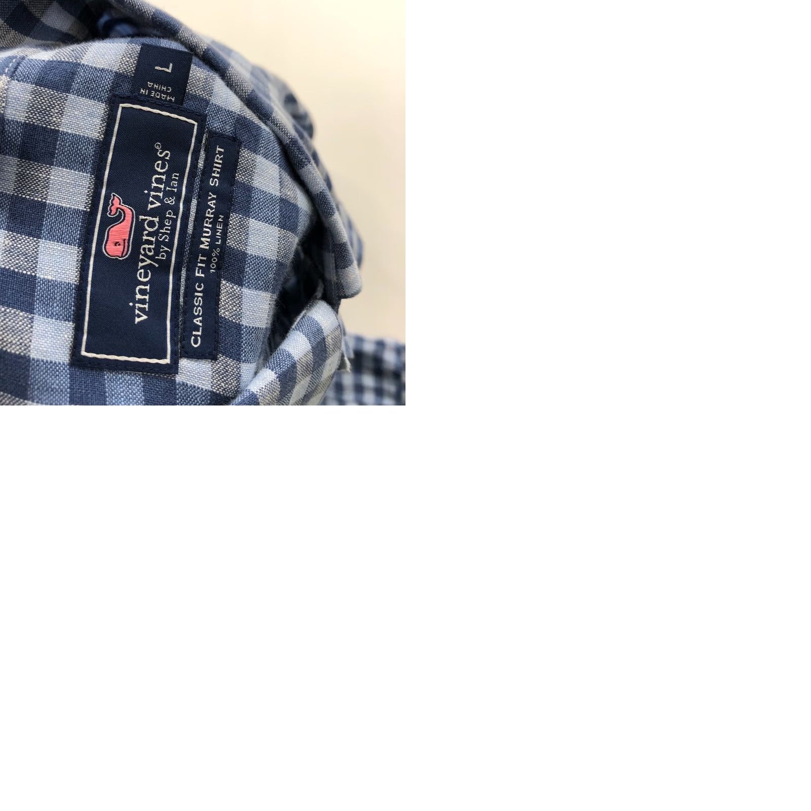 Vineyard Vines VINEYARD VINES Classic Fit MURRAY Large 17/36 Linen LS Check Shirt Blue MINT Size US L / EU 52-54 / 3 - 9 Thumbnail