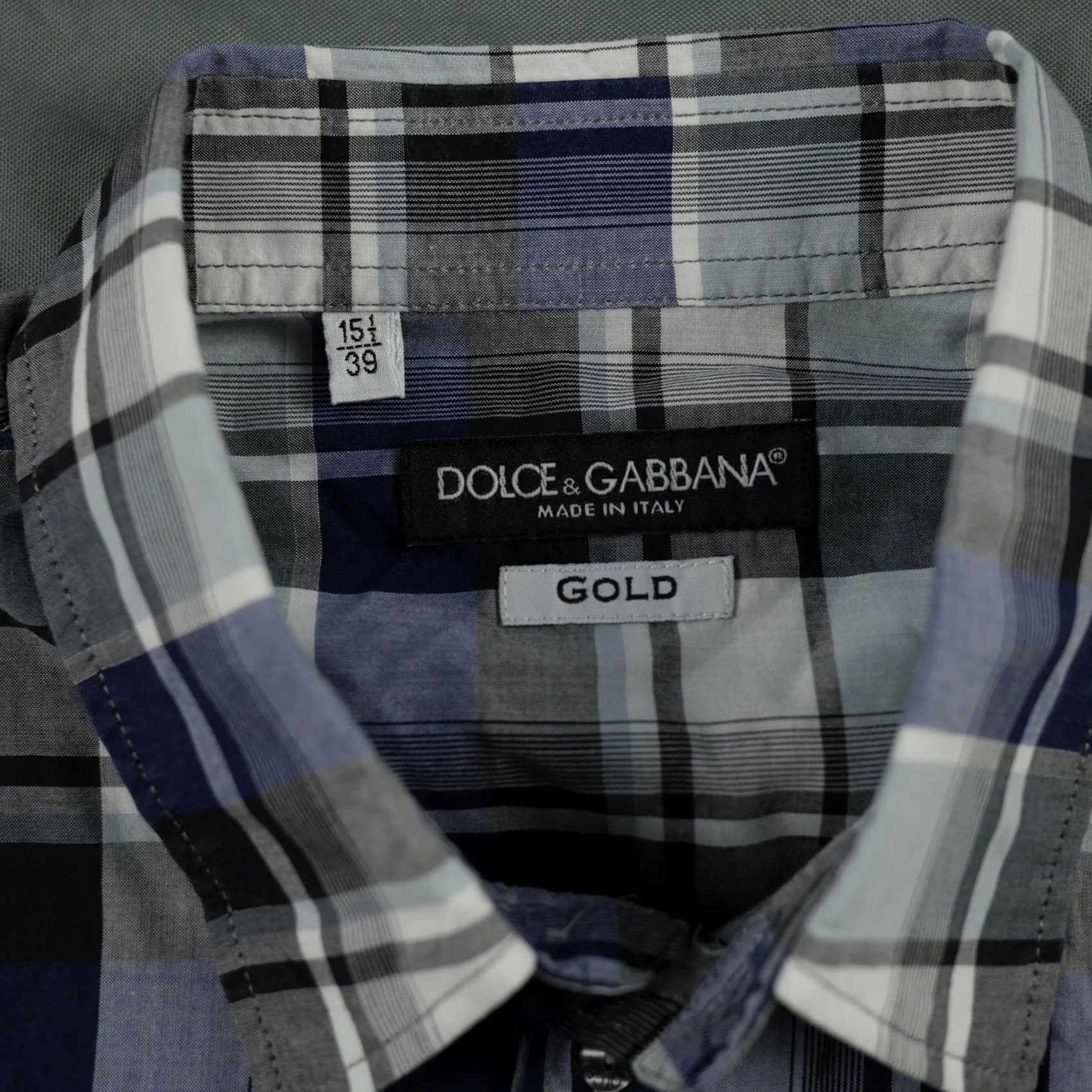 Dolce & Gabbana Dolce & Gabbana Button-Up Shirt Mens Plaid Blue Cotton 100% Button Front Chest Pockets Made in Italy Size US M / EU 48-50 / 2 - 4 Thumbnail