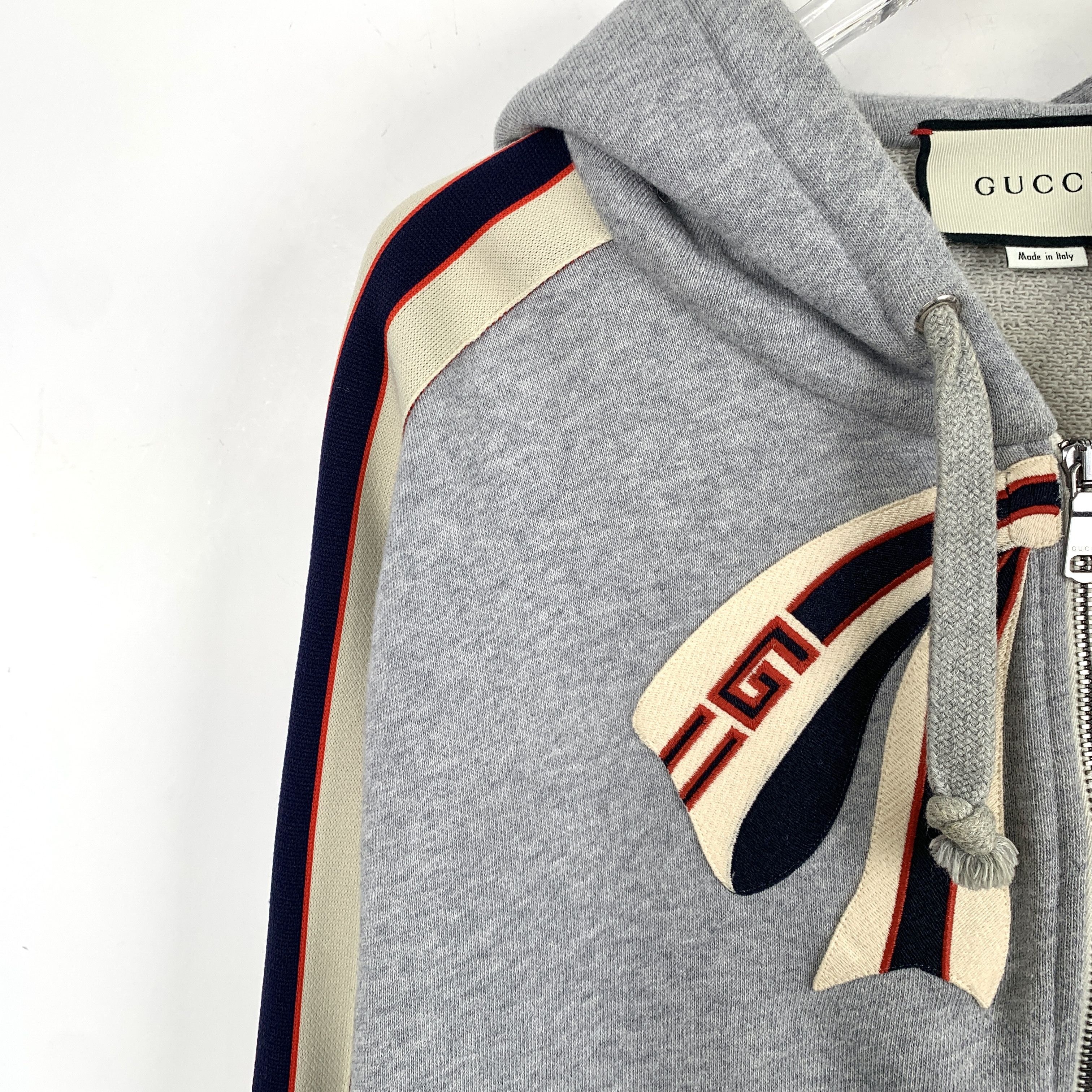 Gucci Gucci Grey Bow Logo Cotton Zip-Up Hoodie (Size M) Size M / US 6-8 / IT 42-44 - 7 Thumbnail