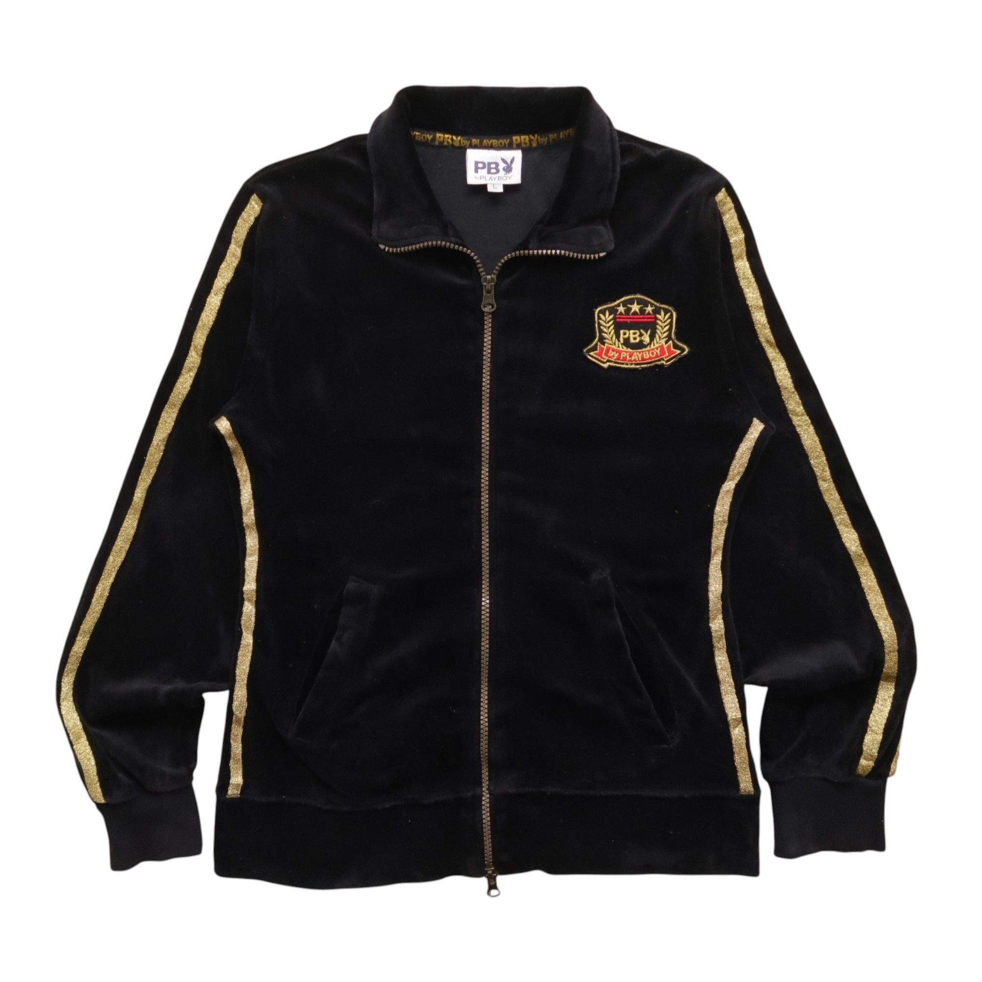 Japanese Brand 2000s Playboy Track Jacket Velvet Gold Tapped Size L / US 10 / IT 46 - 1 Thumbnail