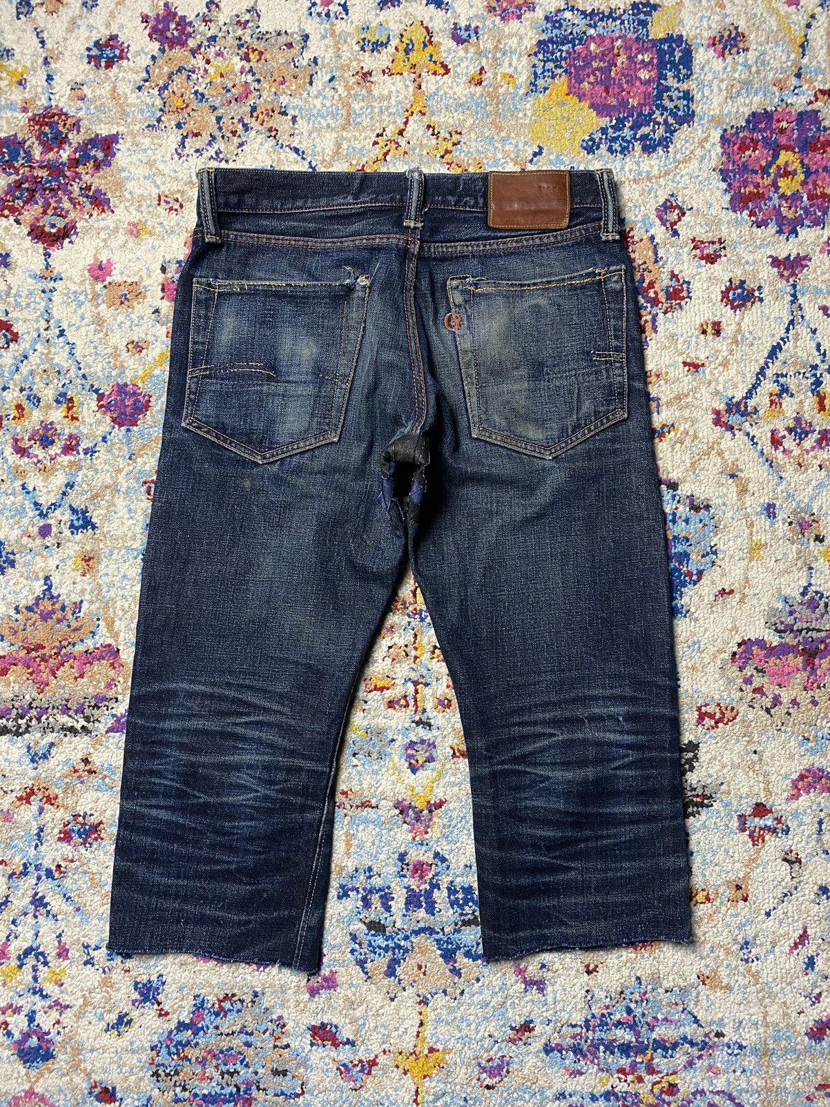 EIGHT-G × Japanese Brand × Vintage Eight G Lot 601 Rokumaru Vintage Style 15oz distressed & cut Size US 29 - 3 Thumbnail