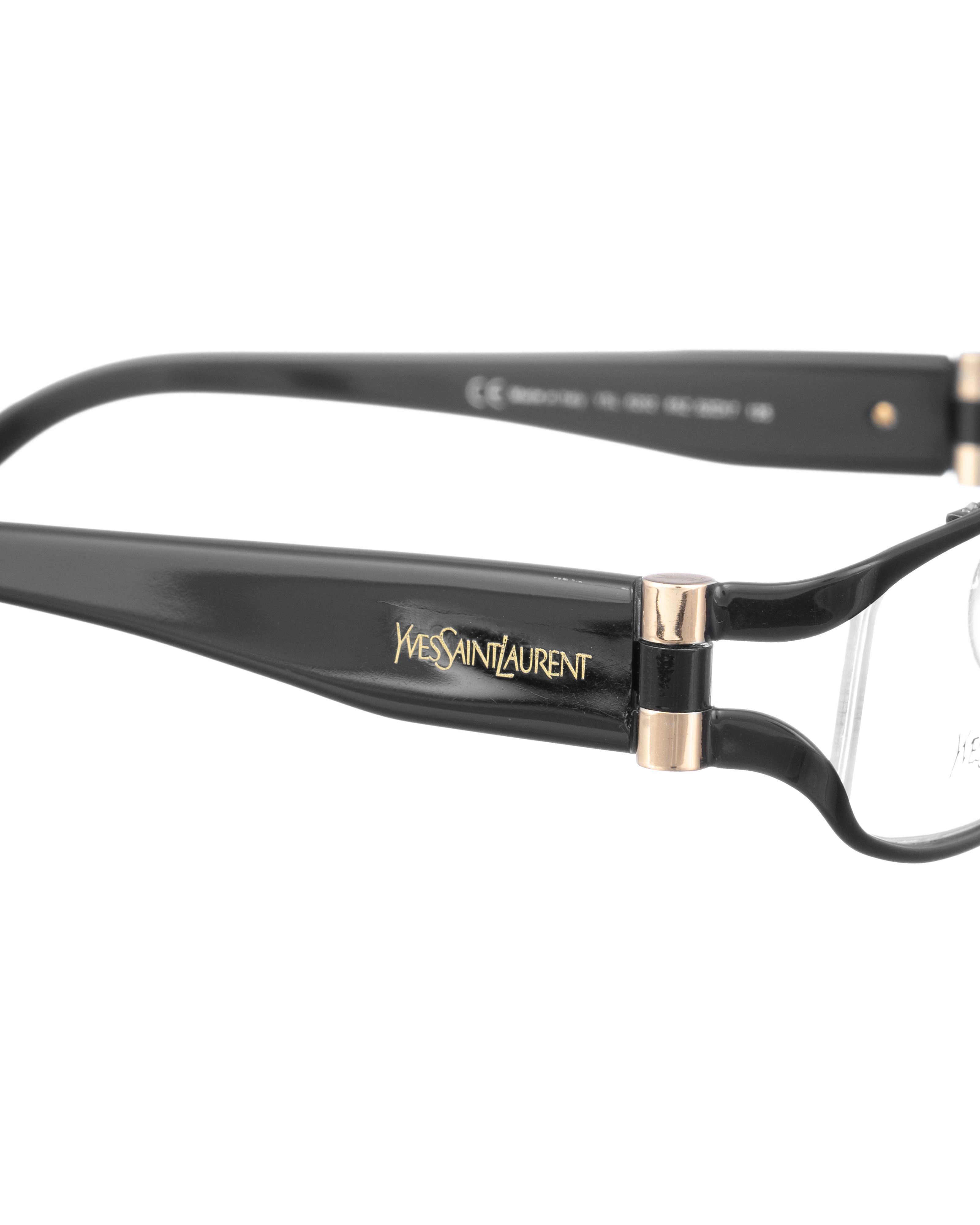 Yves Saint Laurent Yves Saint Laurent 00s Black Metal Glasses with Gold Logo Size ONE SIZE - 3 Thumbnail