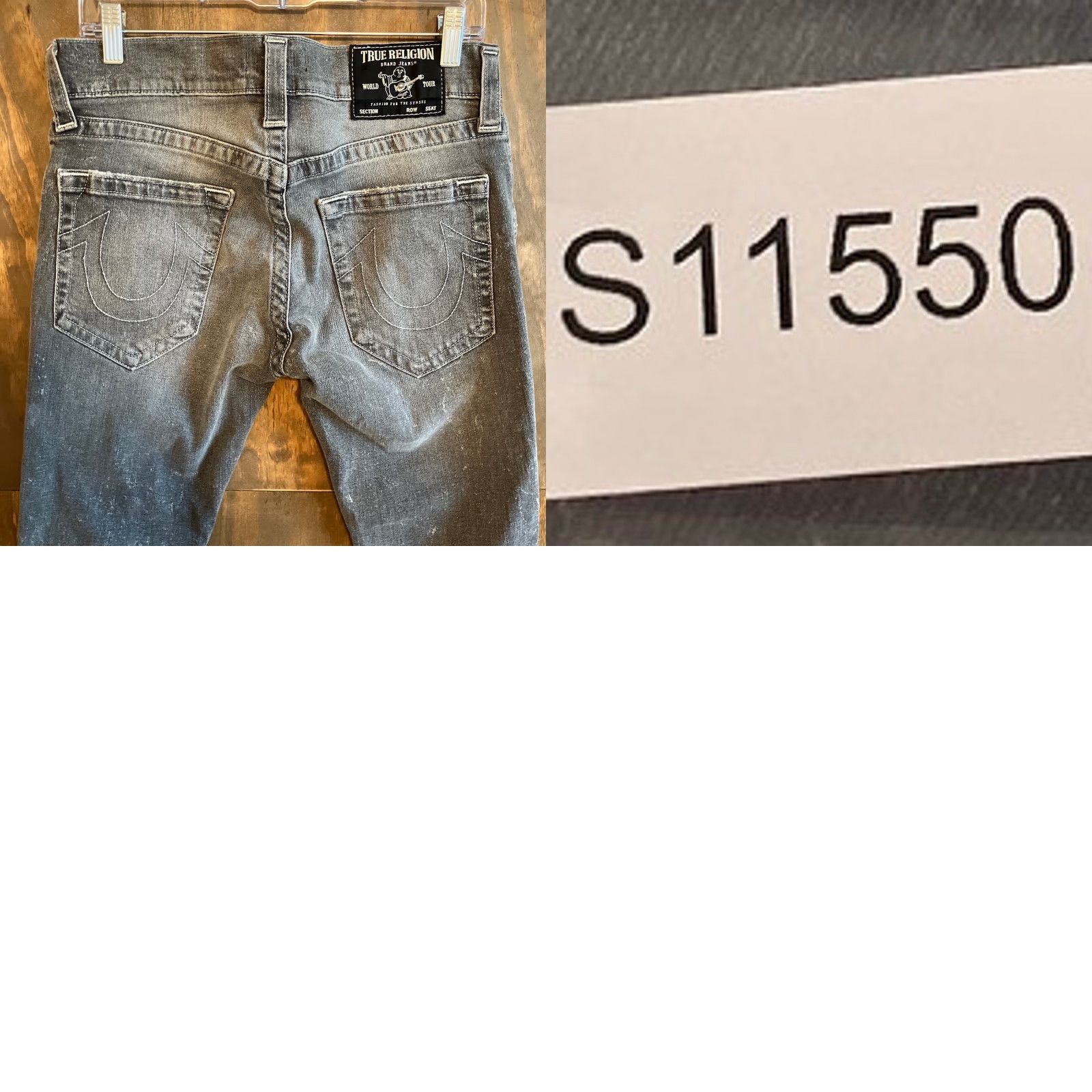 True Religion VINTAGE True Religion Jeans Gray Wash Rocco Relaxed Skinny Distressed Stretch 29 Mens Cotton Spandex Charcoal Wash 5-Pocket Size US 29 - 9 Thumbnail