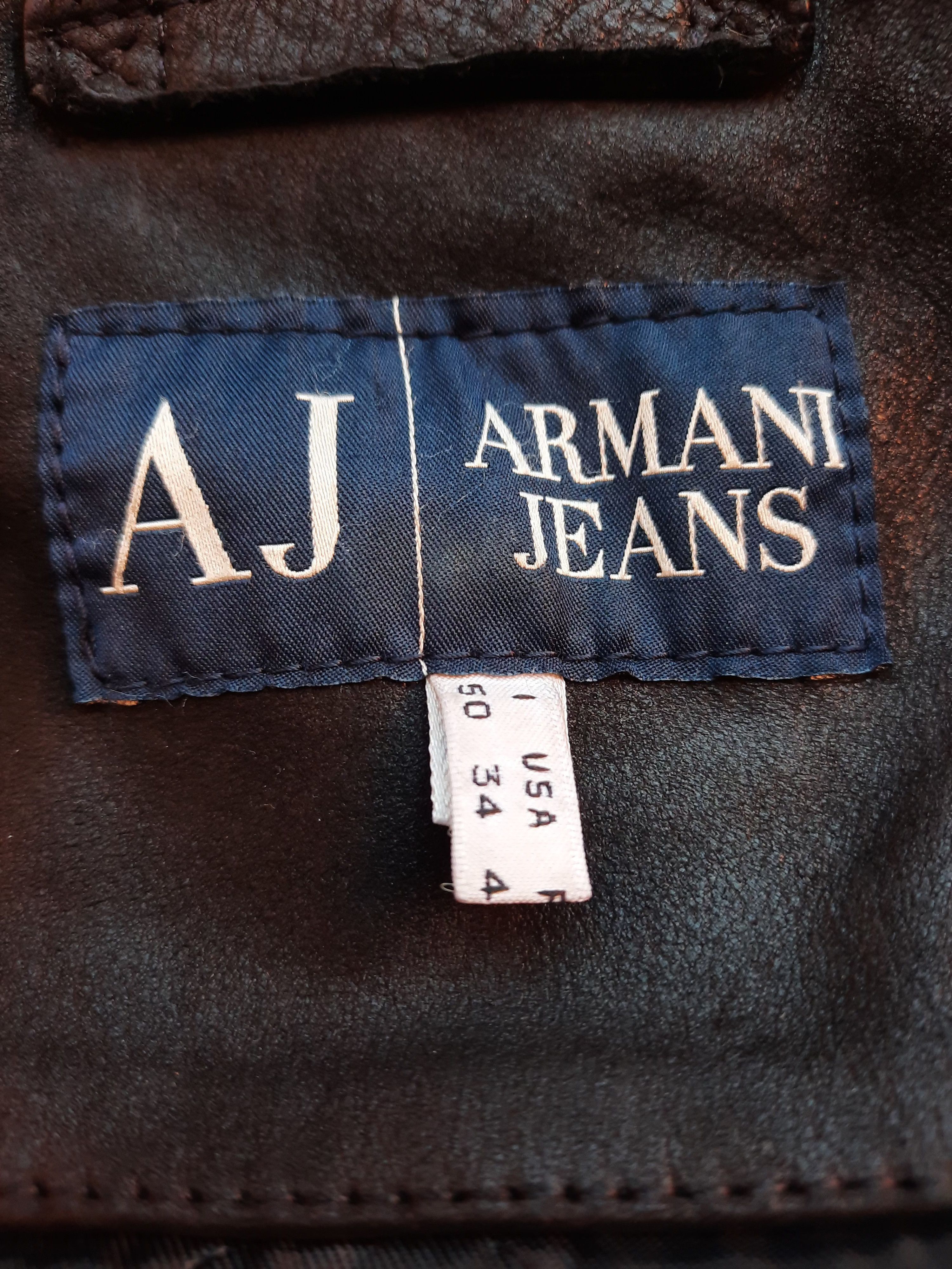 Armani Armani Jeans Black Pelle Leather Field Jacket Size US L / EU 52-54 / 3 - 6 Thumbnail
