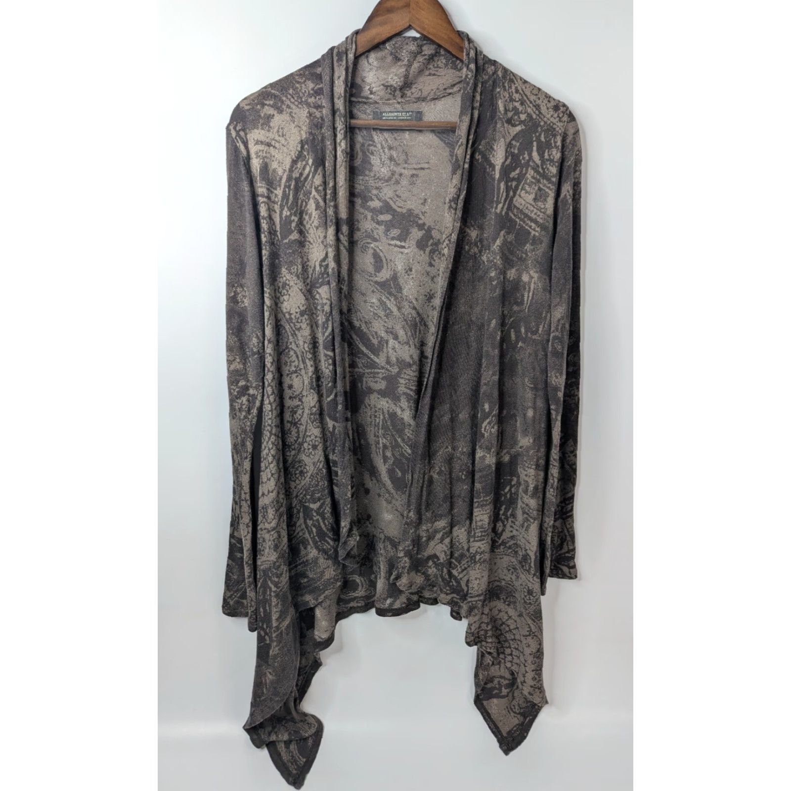 Allsaints AllSaints Spitalfields Jacks Place Reflection Long Cardigan 8 Cotton Blend Brown Womens Cardigan Long Sleeve Knit 8 Brown Size M / US 6-8 / IT 42-44 - 2 Thumbnail