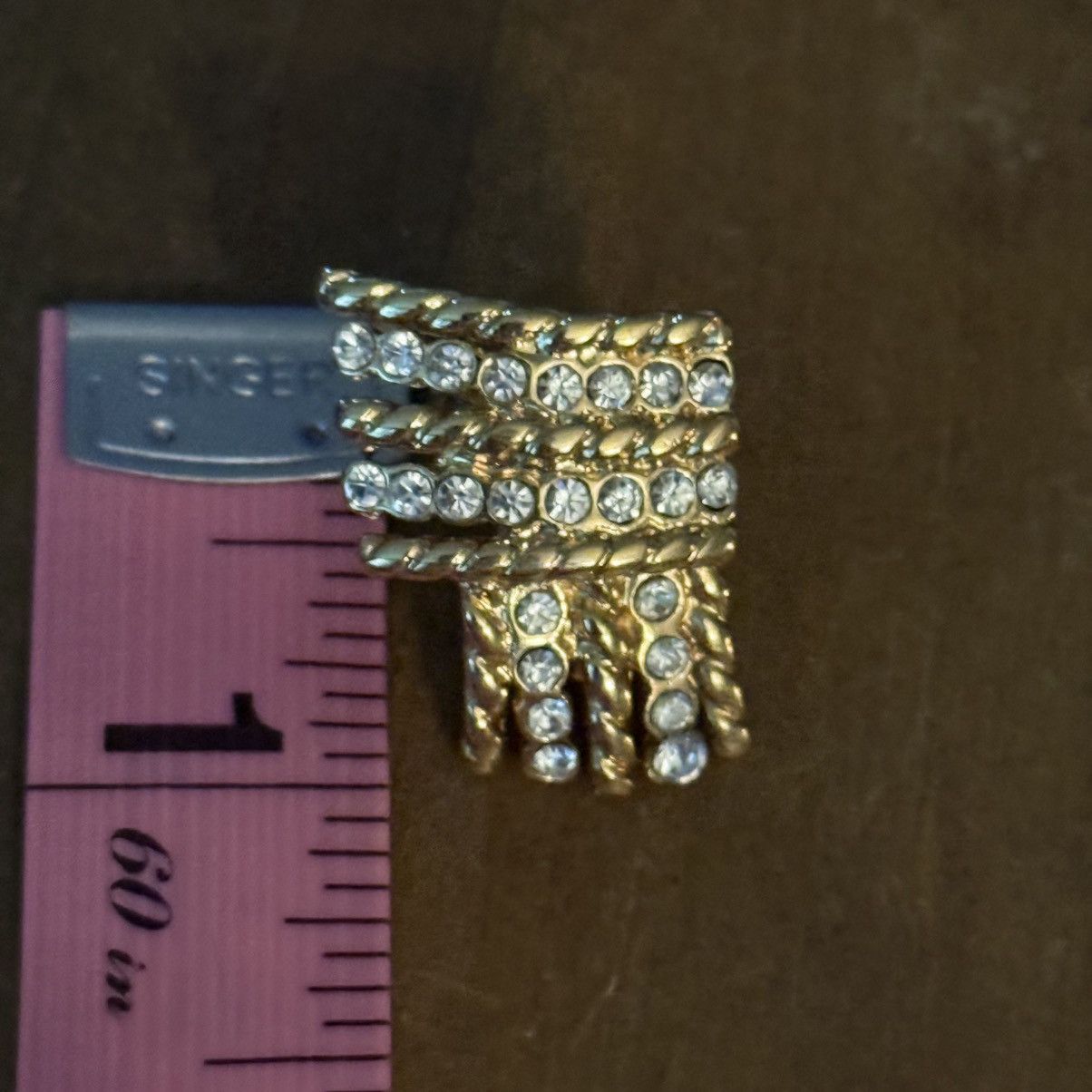 Monet Vintage Monet gold tone rhinestone ribbon clip on earrings Size ONE SIZE - 4 Thumbnail
