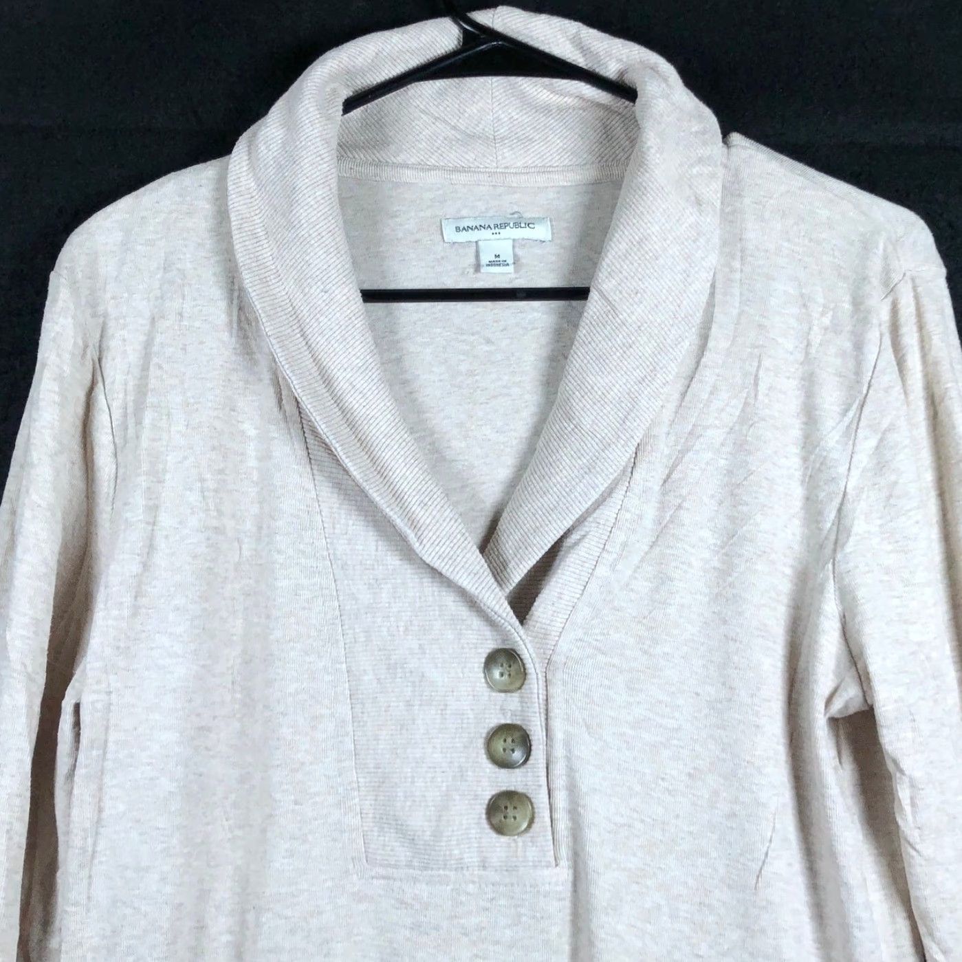 Banana Republic Banana Republic Womens Sweater Henley V Neck Oatmeal Stretch Medium Pullover Casual Workwear Size M / US 6-8 / IT 42-44 - 2 Thumbnail