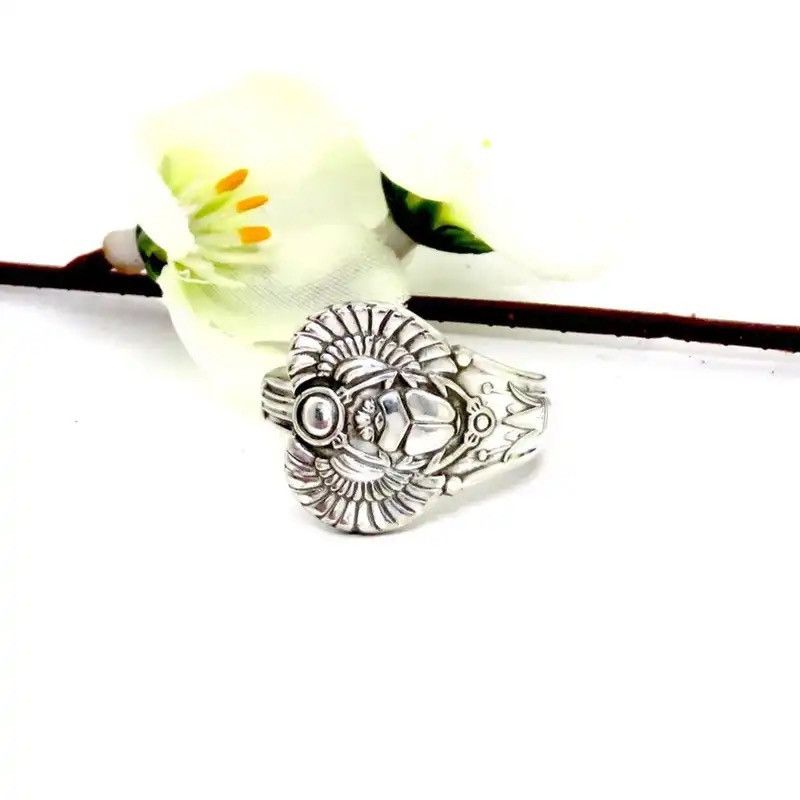 Jewelry × Vintage Creative Egyptian Inspired Designs Sacred Wing Scarab Ring Size ONE SIZE - 6 Thumbnail