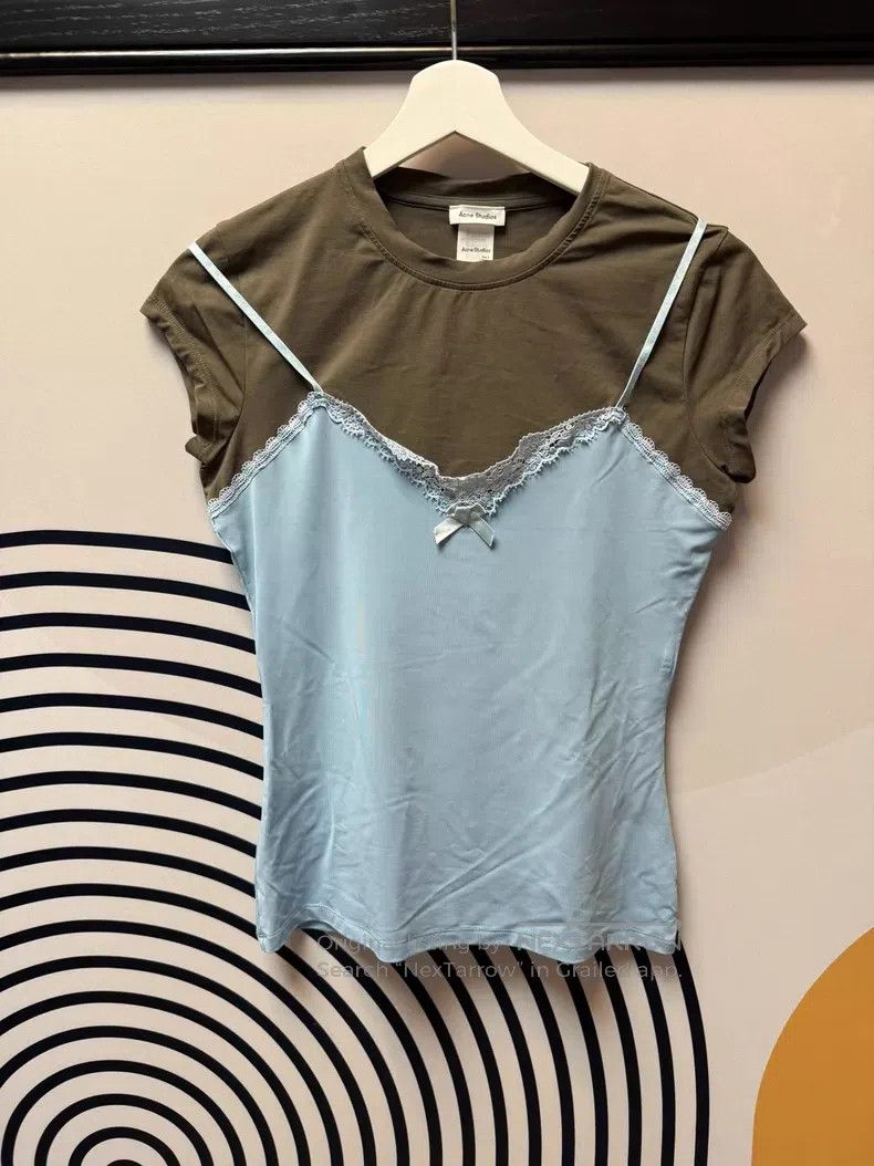 Acne Studios Acne Studios Lace Contrasting Two-Piece Short Sleeve T-Shi Size S / US 4 / IT 40 - 1 Thumbnail