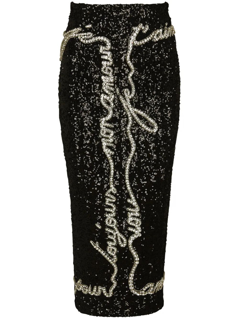 Balmain o1s1wg111225 Sequin Embellished Midi Skirt in Black Size 26" / US 2 / IT 38 - 1 Thumbnail
