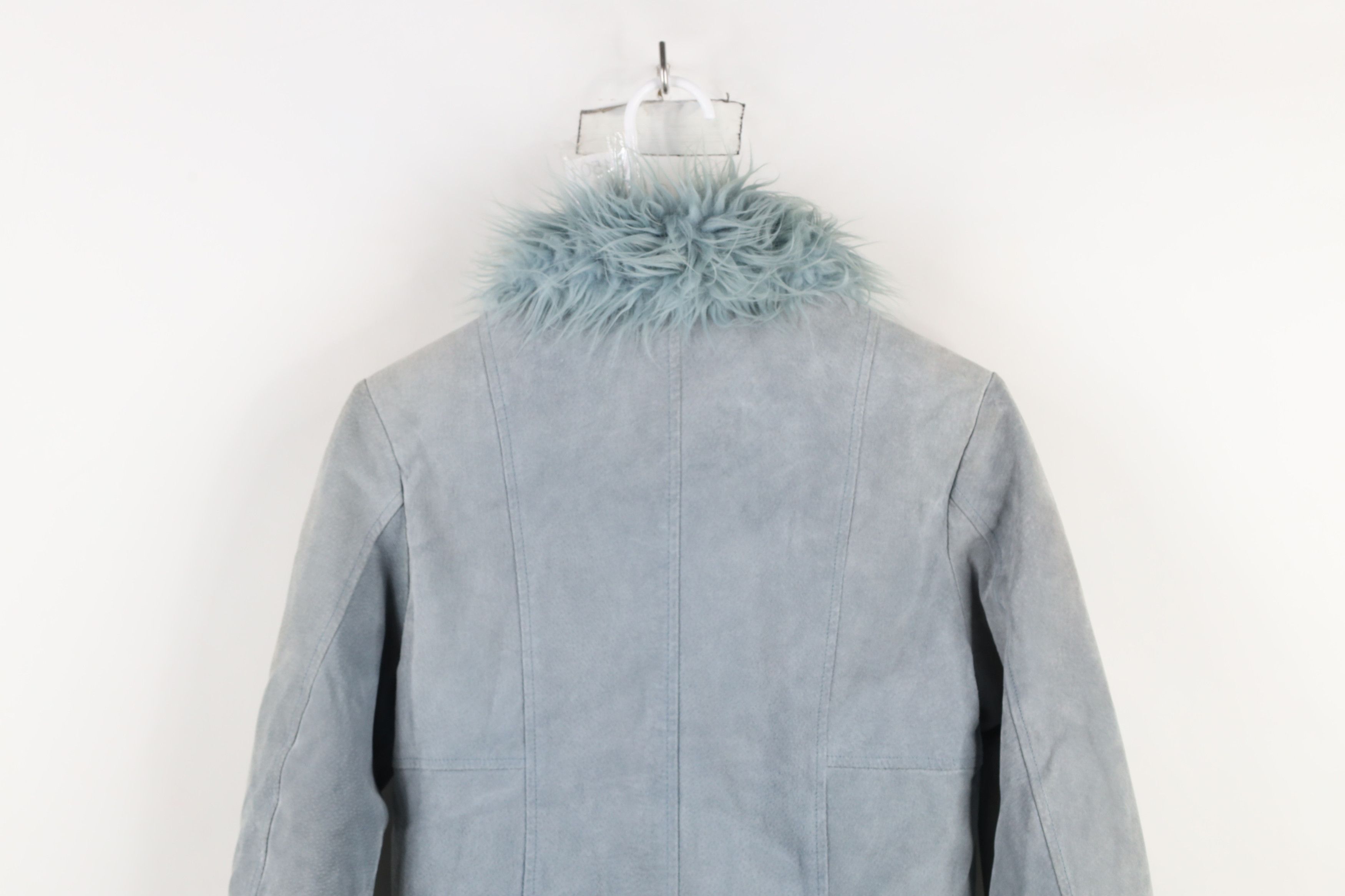 Deadstock Vintage 90s Streetwear Penny Lane Jacket Shag Blue