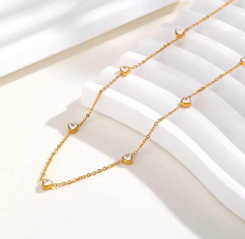 Other Shiny CZ Stones Heart Chain Necklace Size ONE SIZE - 2 Thumbnail