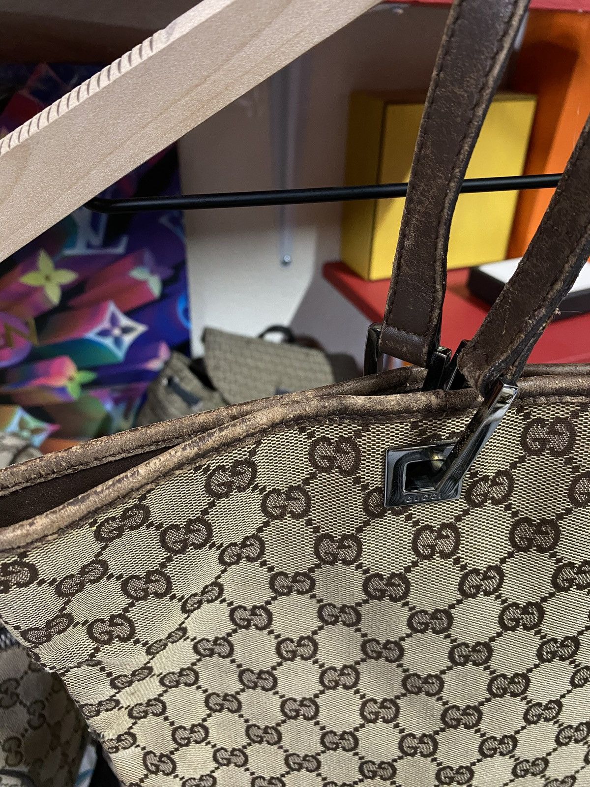Gucci Gucci GG Monogram Tote Bag Canvas Leather Women’s Handbag Size ONE SIZE - 12 Thumbnail