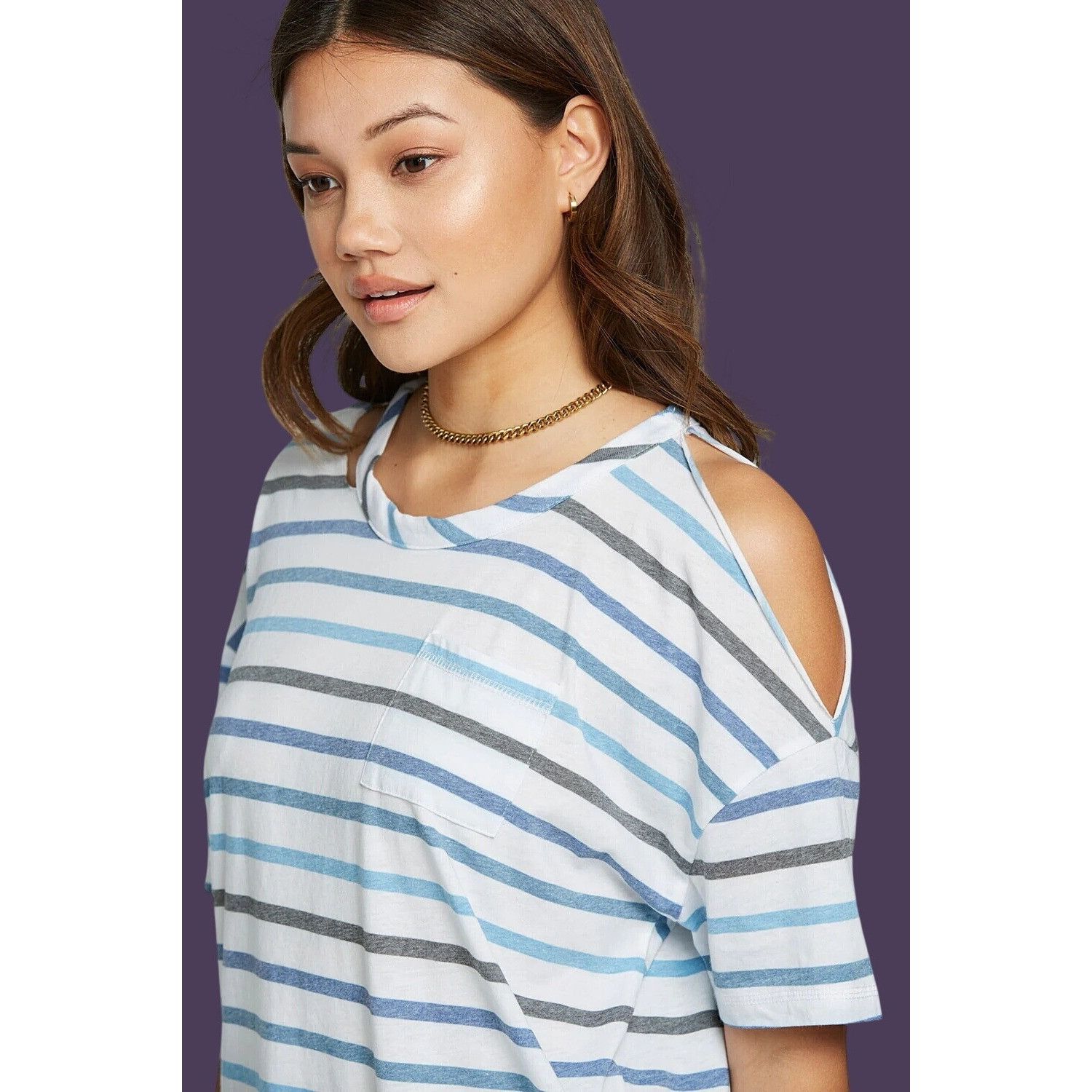 Chaser Brand Chaser Recycled Striped Short Sleeve Top Women Size Small Size S / US 4 / IT 40 - 6 Thumbnail