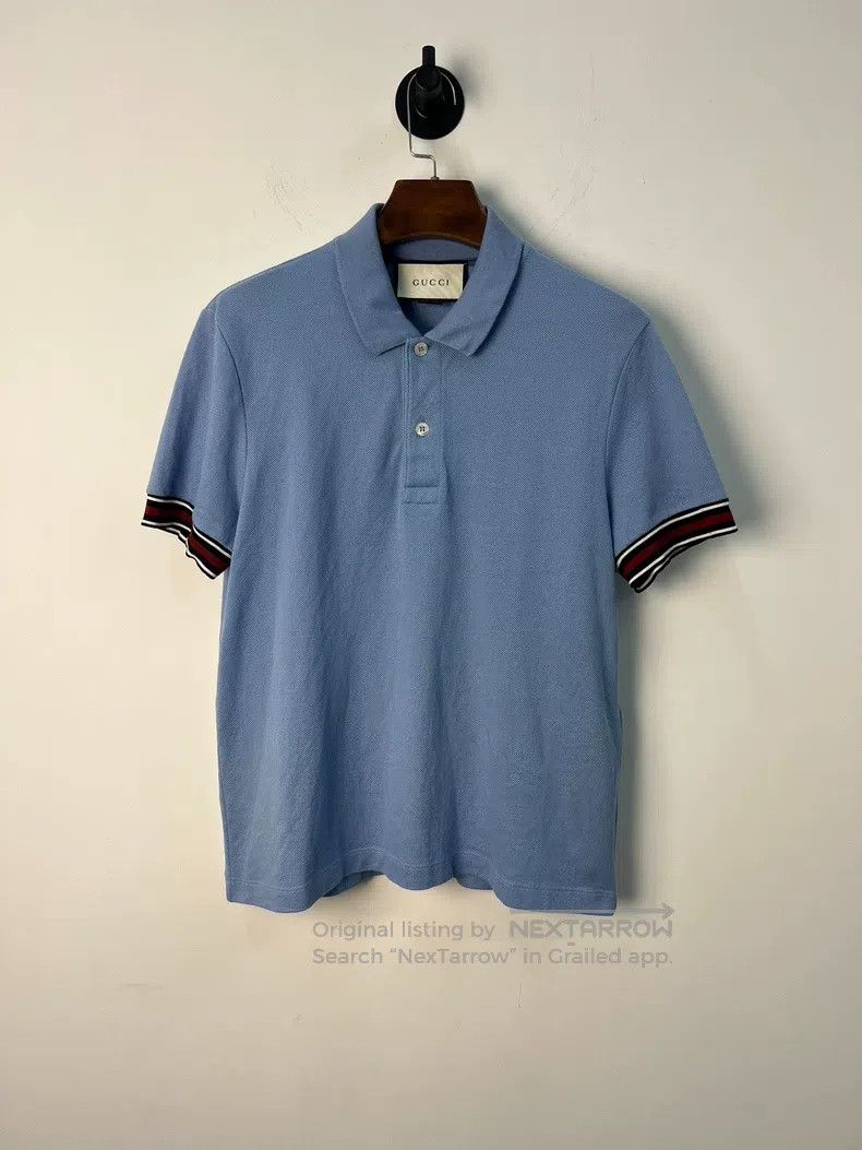 Gucci Gucci Striped cuffs talk about blue polo short sleeves Size US S / EU 44-46 / 1 - 1 Thumbnail