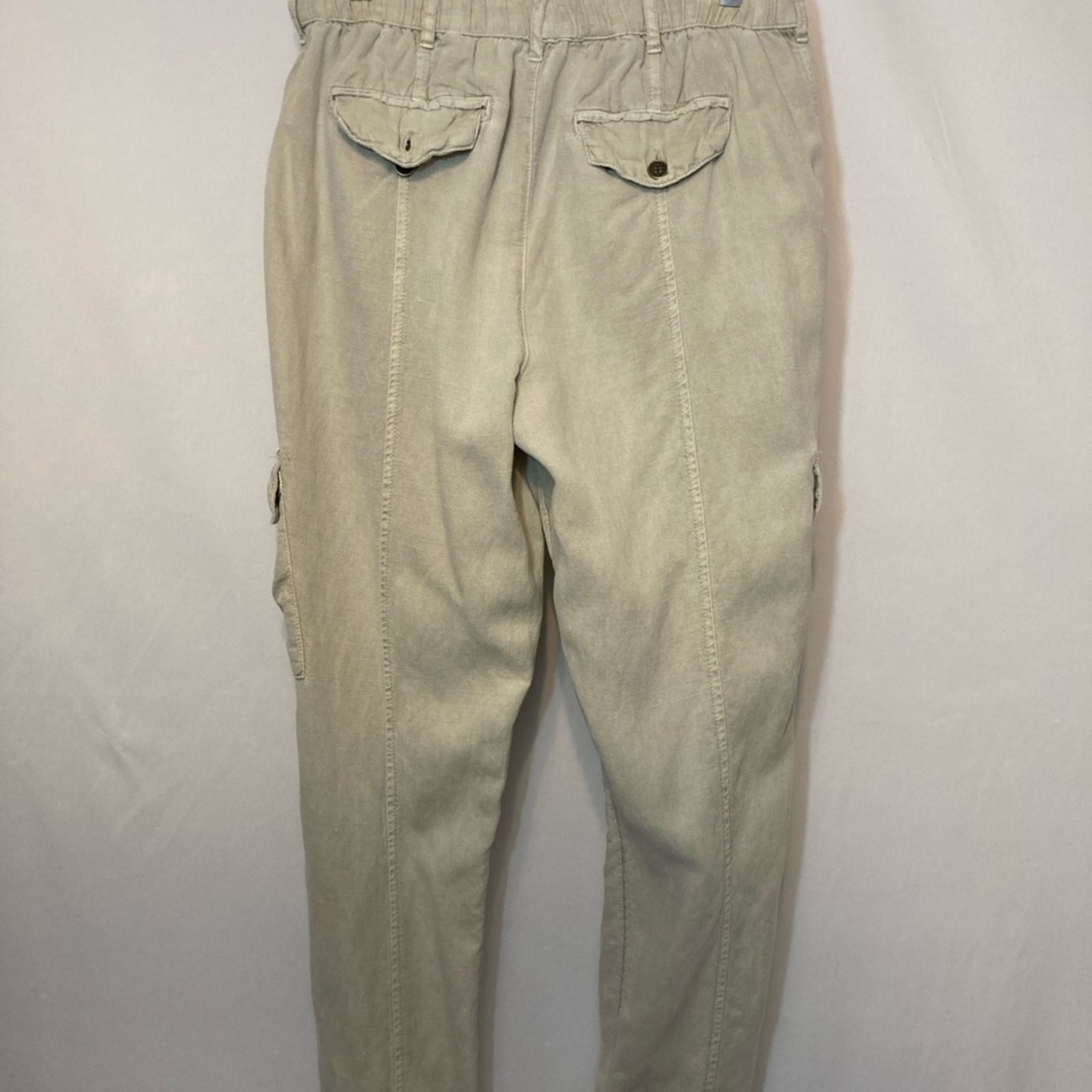 Nicole Miller Nicole Miller Linen Lyocell Cuffed Khaki Tan Cargo Pants Size 30" / US 8 / IT 44 - 9 Thumbnail